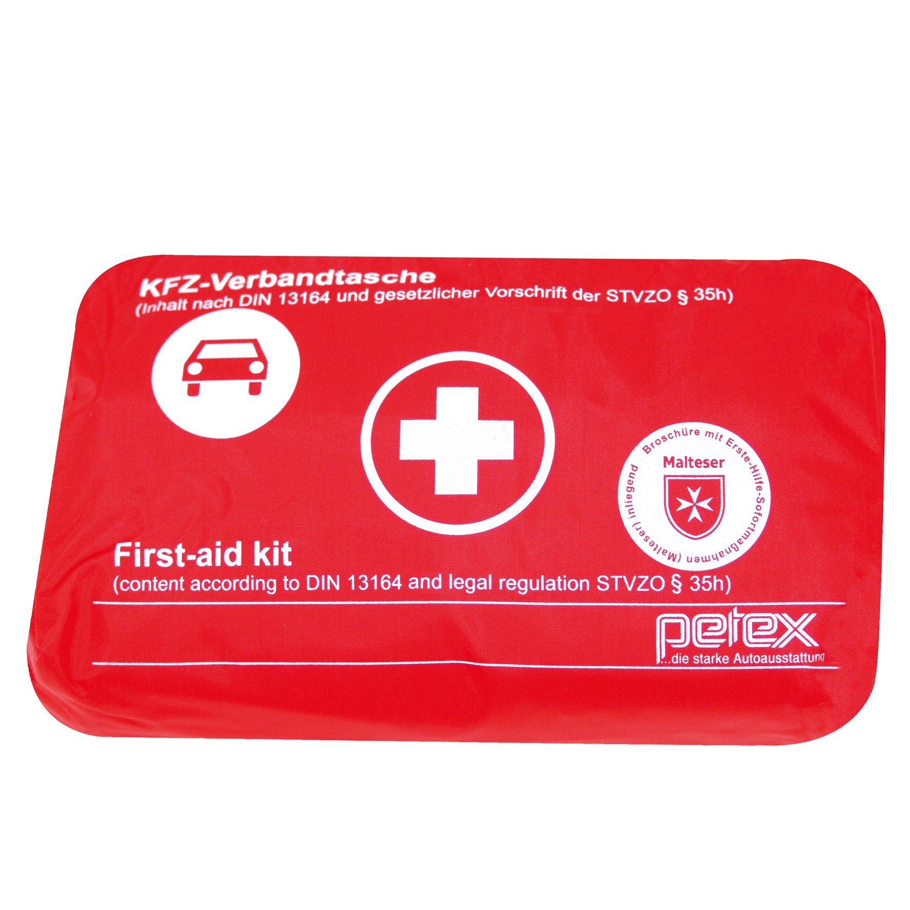 Petex KFZ-Verbandtasche KFZ Verbandtasche rot 2014 Neufassung DIN 13164-2022 Verbandstasche