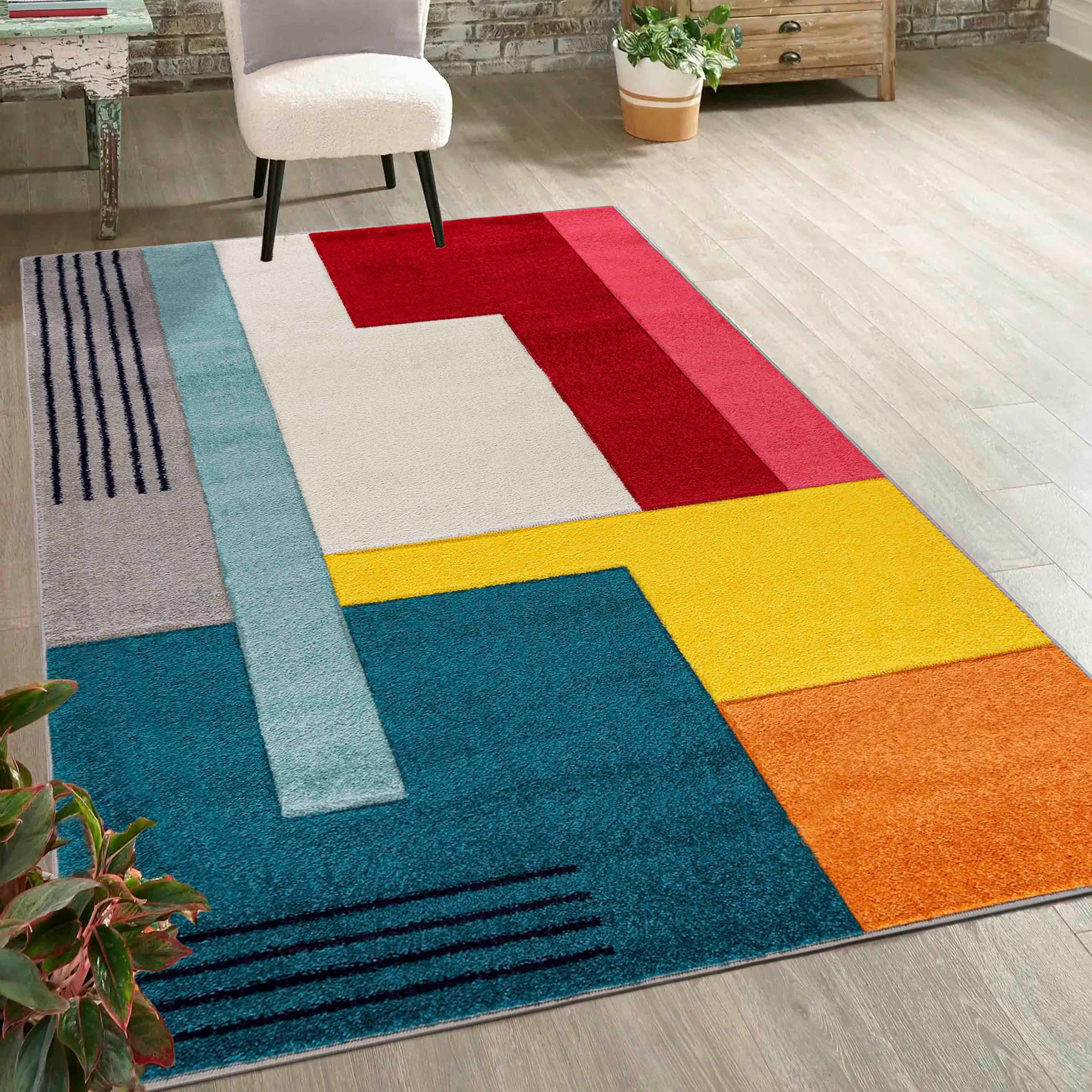 Mazovia Designteppich Modern Geometrischer Teppich Bunt günstig online kaufen