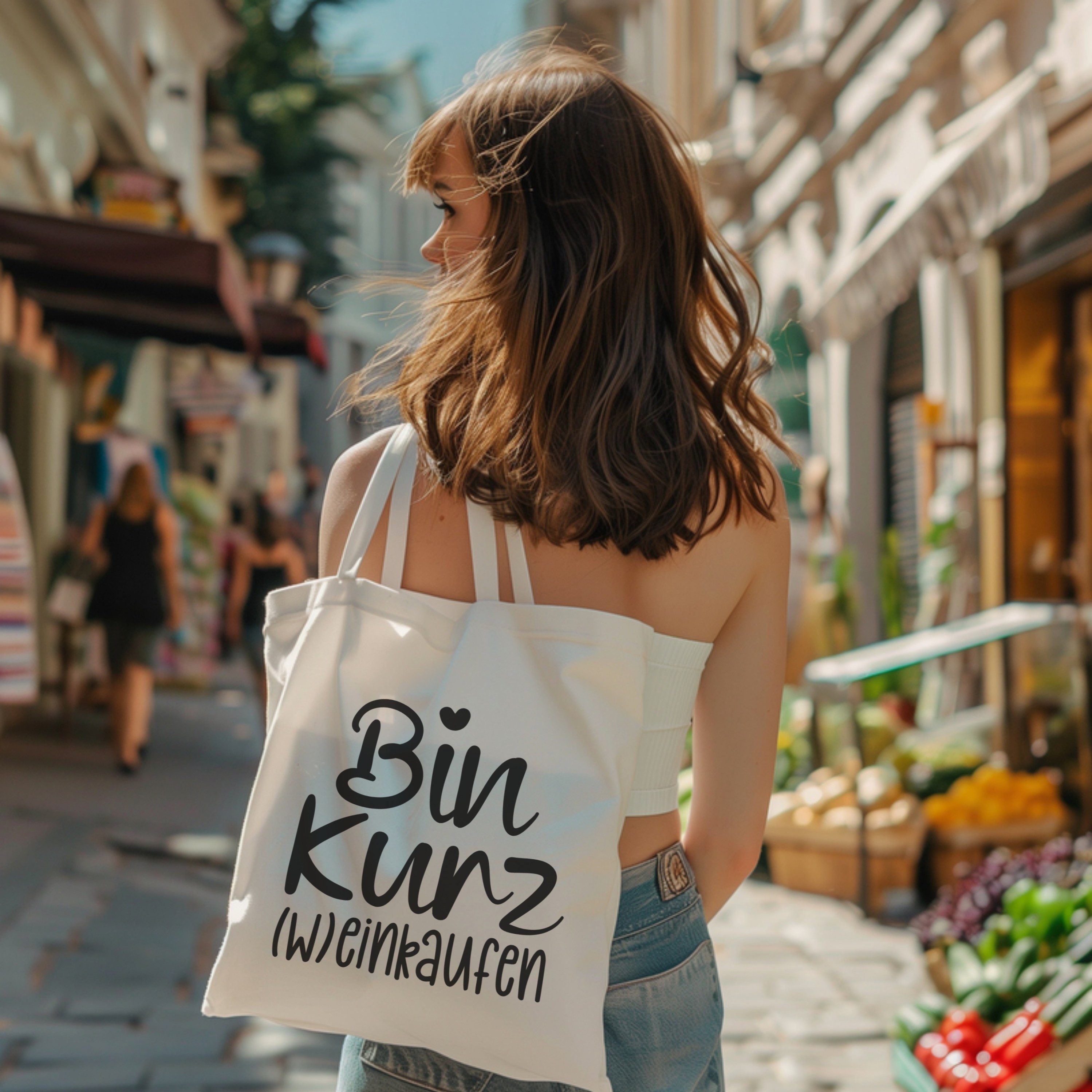 PhotoFancy Tragetasche mit Spruch '(W)einkaufen' - Stoffbeutel, mit lustigem Spruch