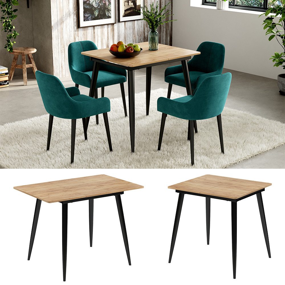 Vicco Esstisch Beaver, Schwarz/Goldkraft Eiche, 80 günstig online kaufen