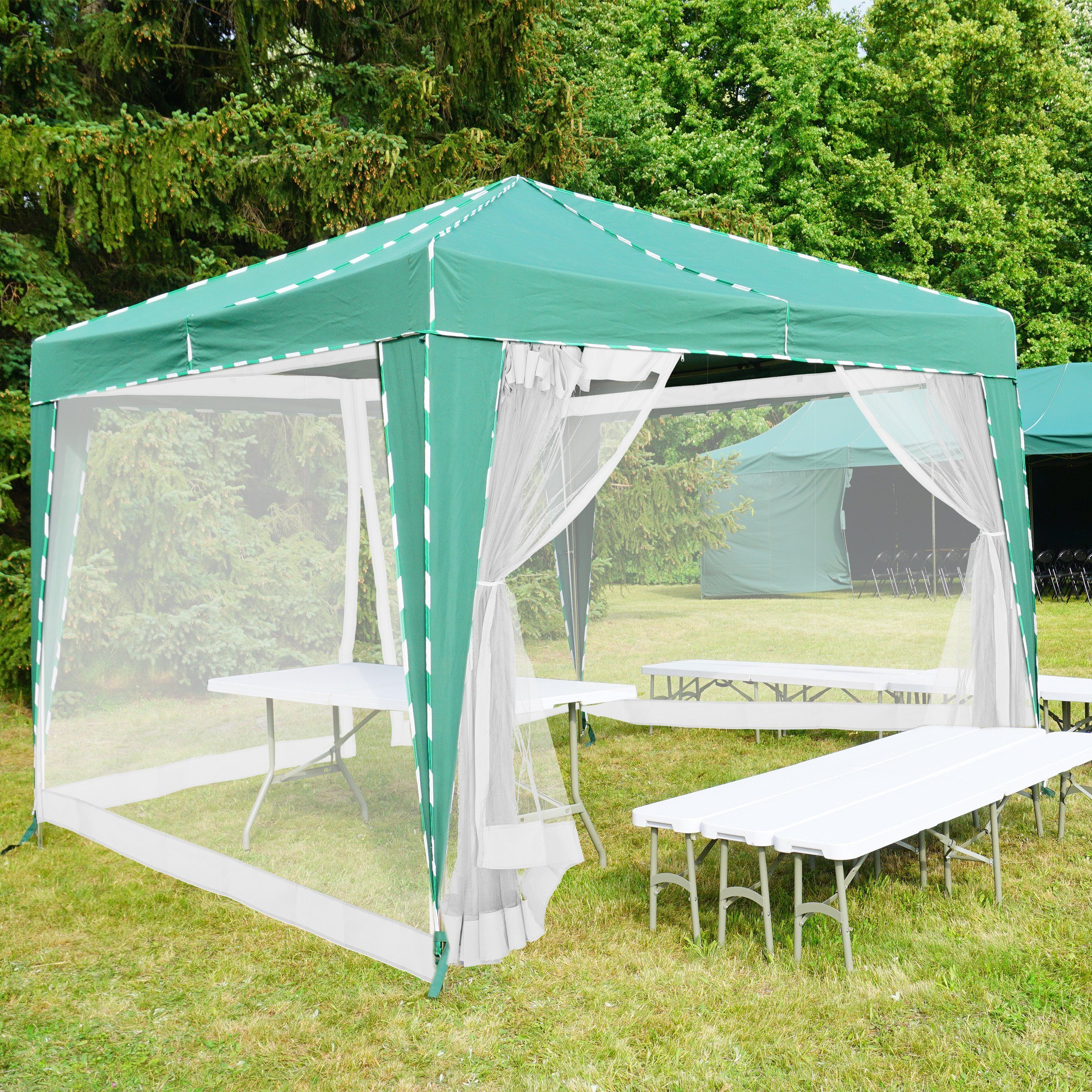 relaxdays Pavillonseitenteil Moskitonetz für 3x3m Pavillon weiß, 1200x200 cm