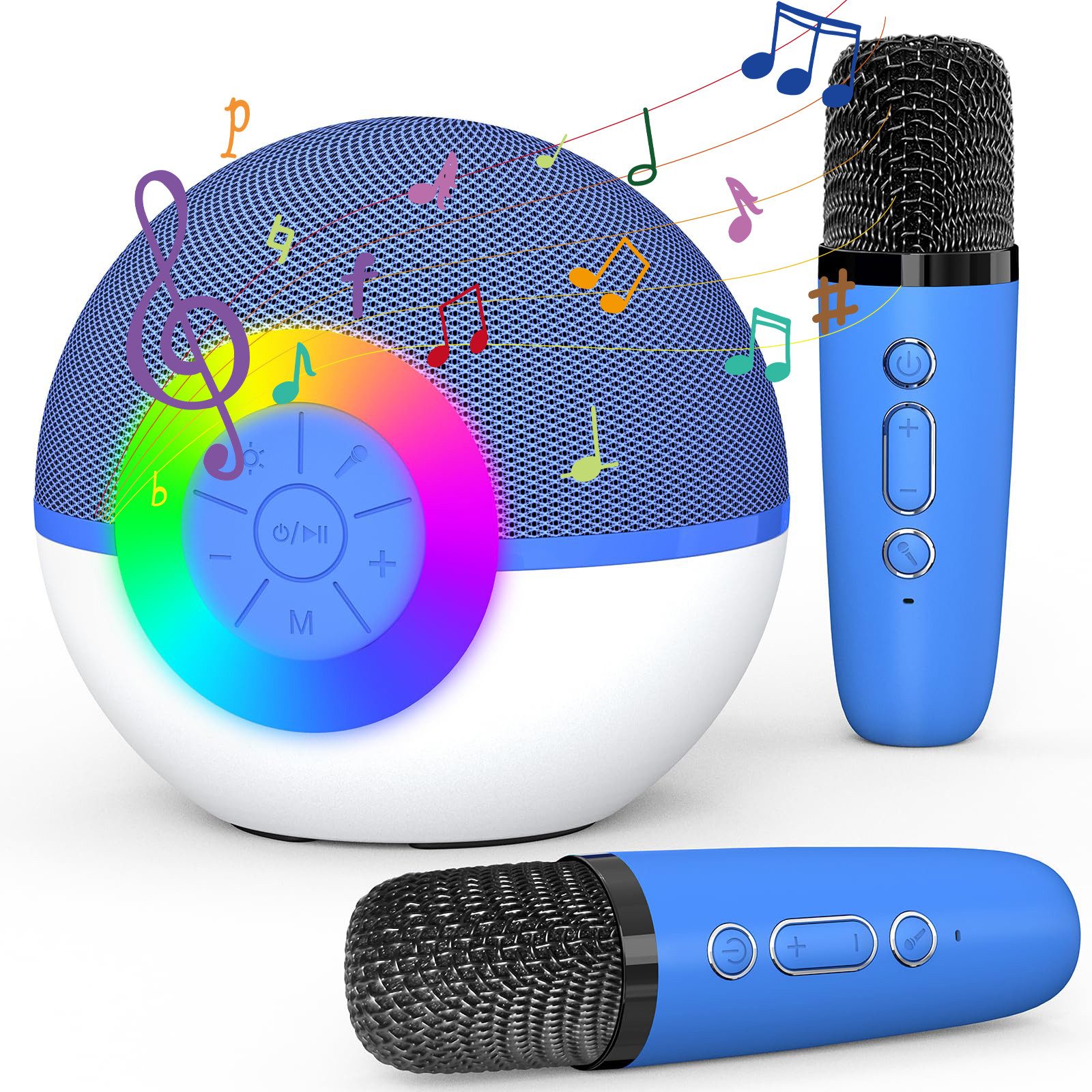 Mini-Karaoke-Maschine mit 2 drahtlosen Mikrofonen Bluetooth-Lautsprecher