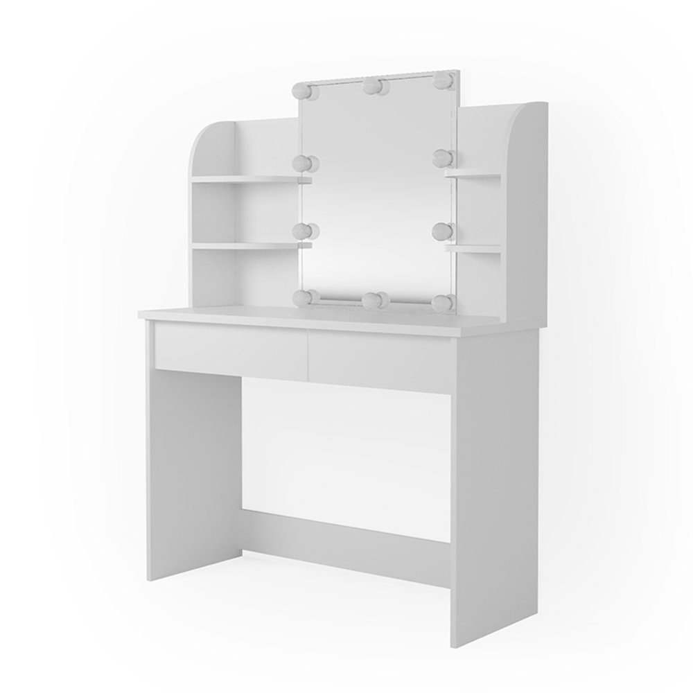 Schminktisch Charlotte, Weiß, 108 cm mit LED Beleuchtung