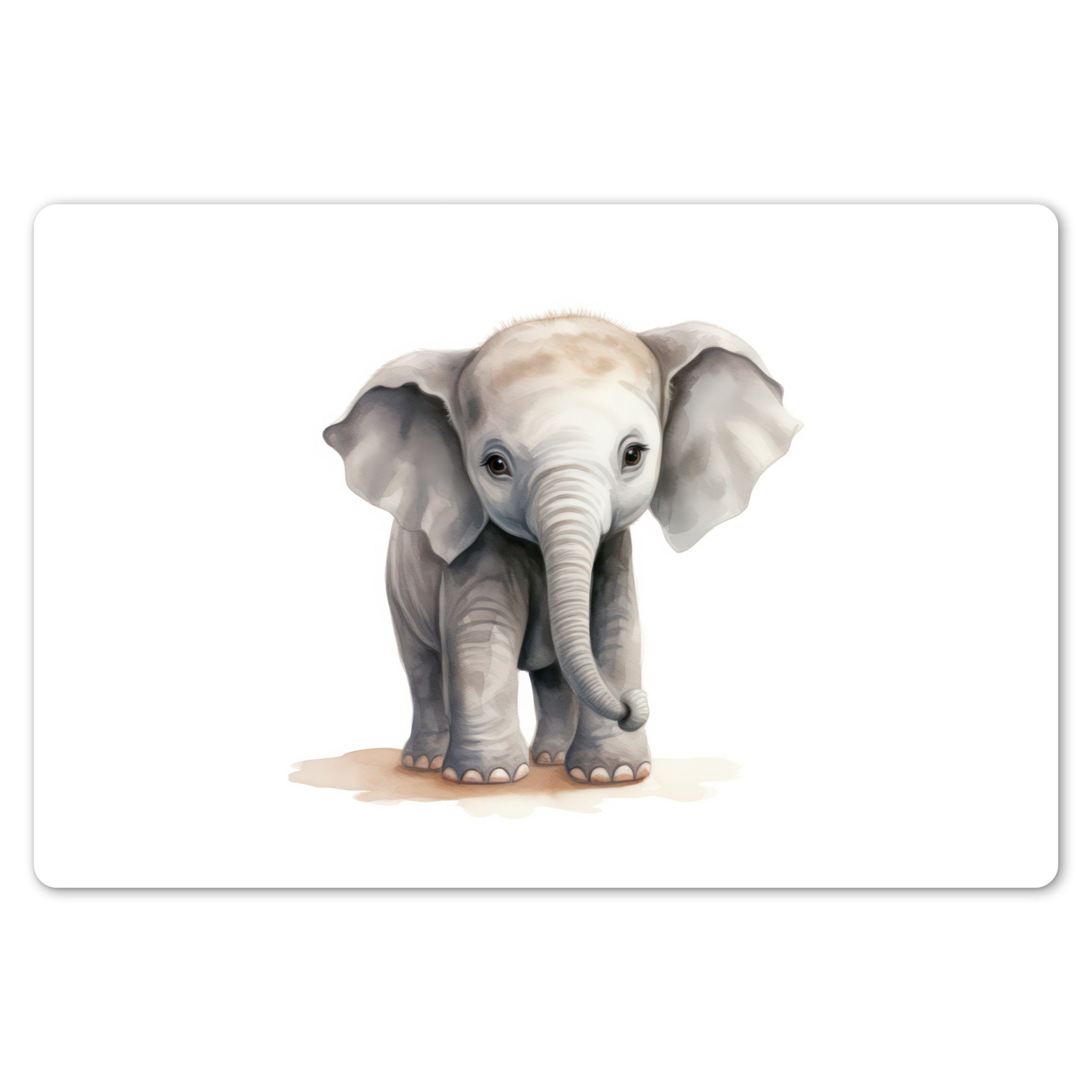 MuchoWow Platzset Elefant - Tiere - Kinder - Aquarell, (1-St), Kinder-Arbeitsunterlage Schreibtisch, Bastelmatte Kind, Zeichenmatte
