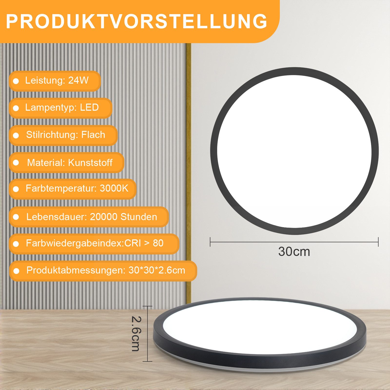 Nettlife LED Deckenleuchte Badezimmer Flach 30CM günstig online kaufen