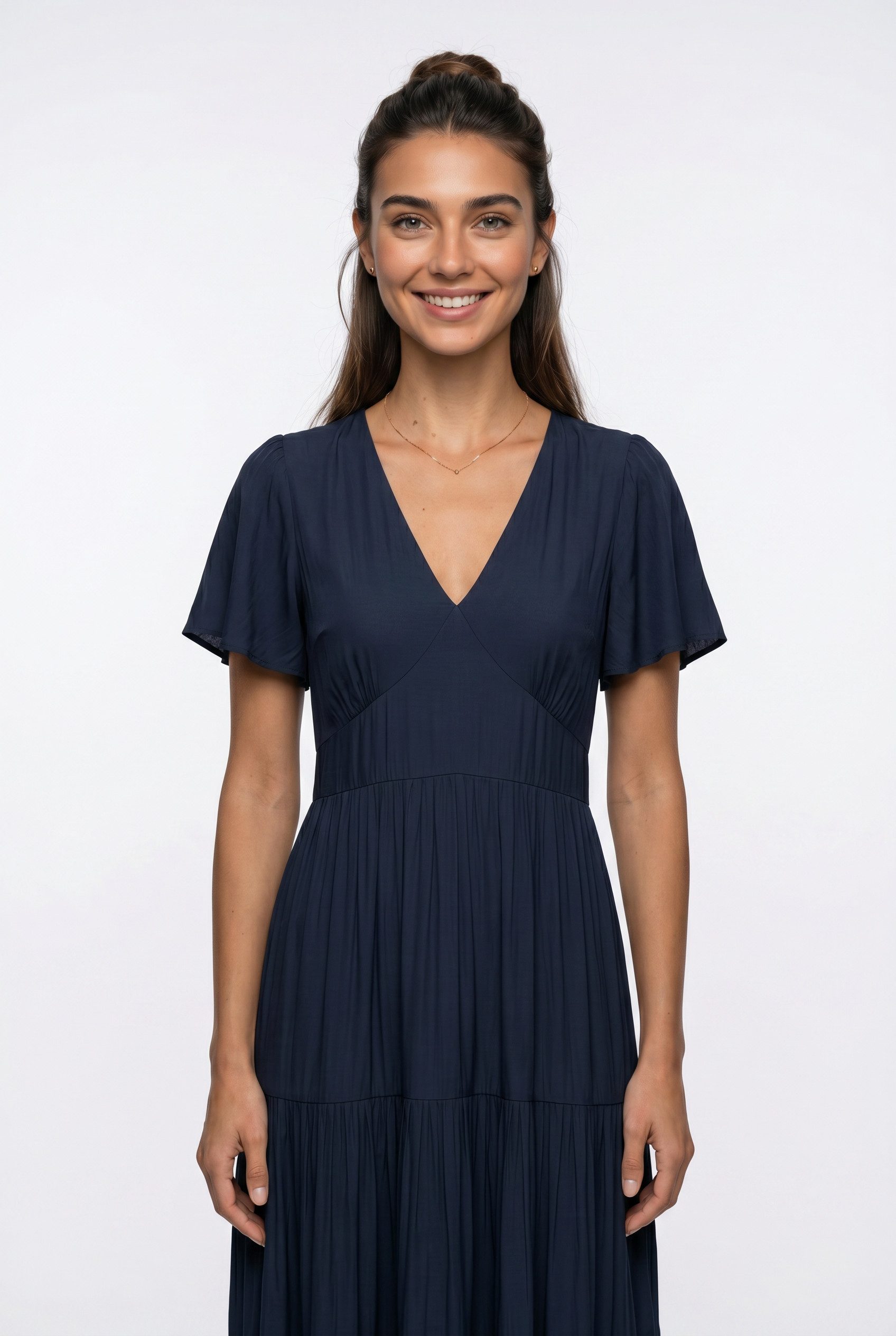Sommerkleid VMMENNY SS 7/8 V-NECK DRESS WVN GA