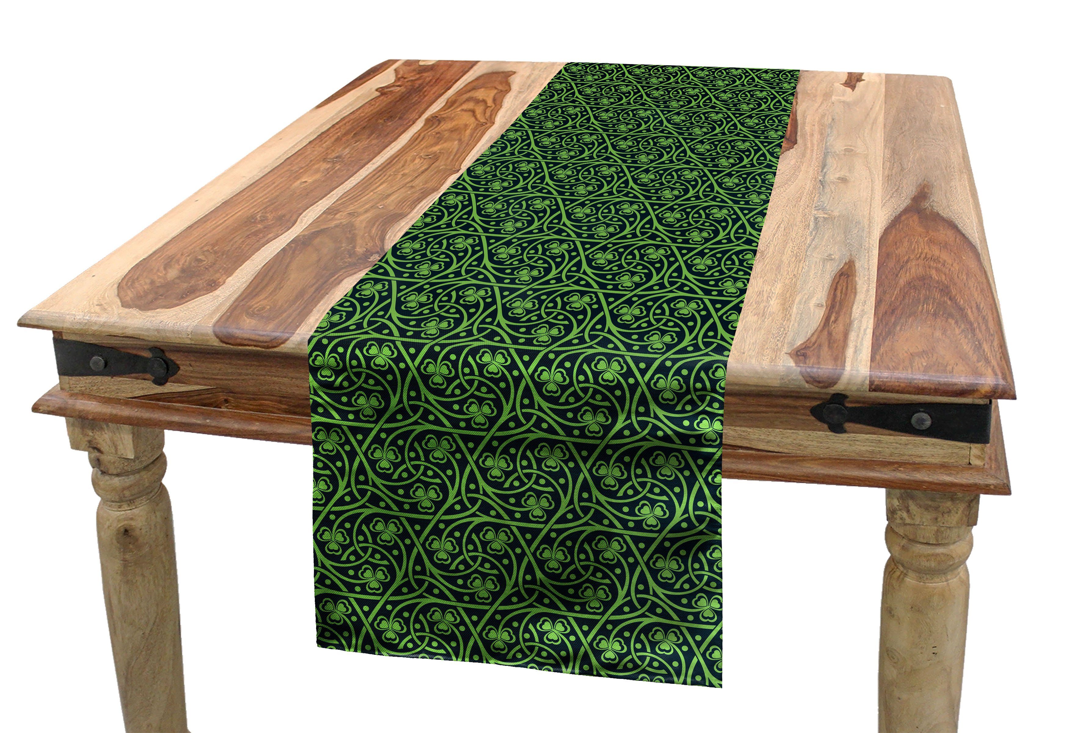 Abakuhaus Tischläufer Esszimmer Küche Rechteckiger Dekorativer Tischläufer, irisch Komplizierte Clover Reisig