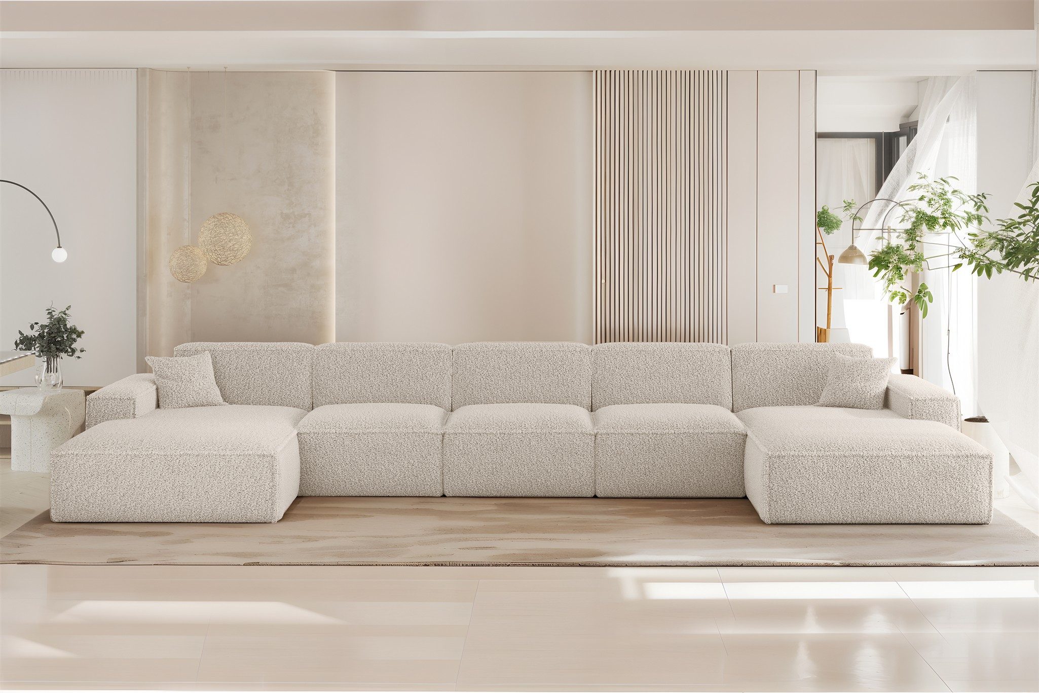 Fun Möbel Wohnlandschaft Sofa U-Form CELES PREMIUM XL in Stoff Sven (462 cm), Rundumbezug, inkl. 2 x Zierkissen
