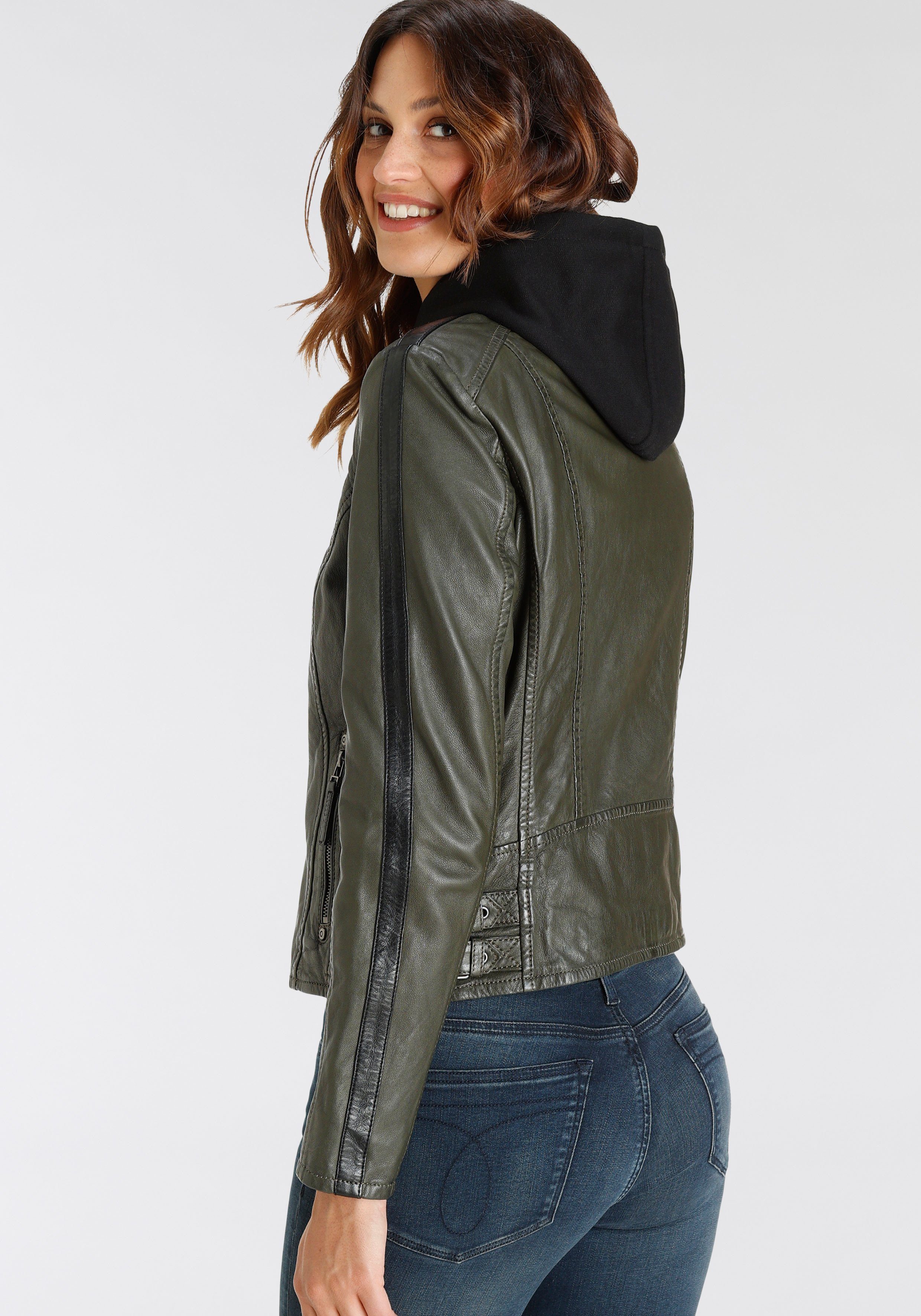 Mauritius Lederjacke GWRanja mit kontrastfarbigen Details günstig online kaufen