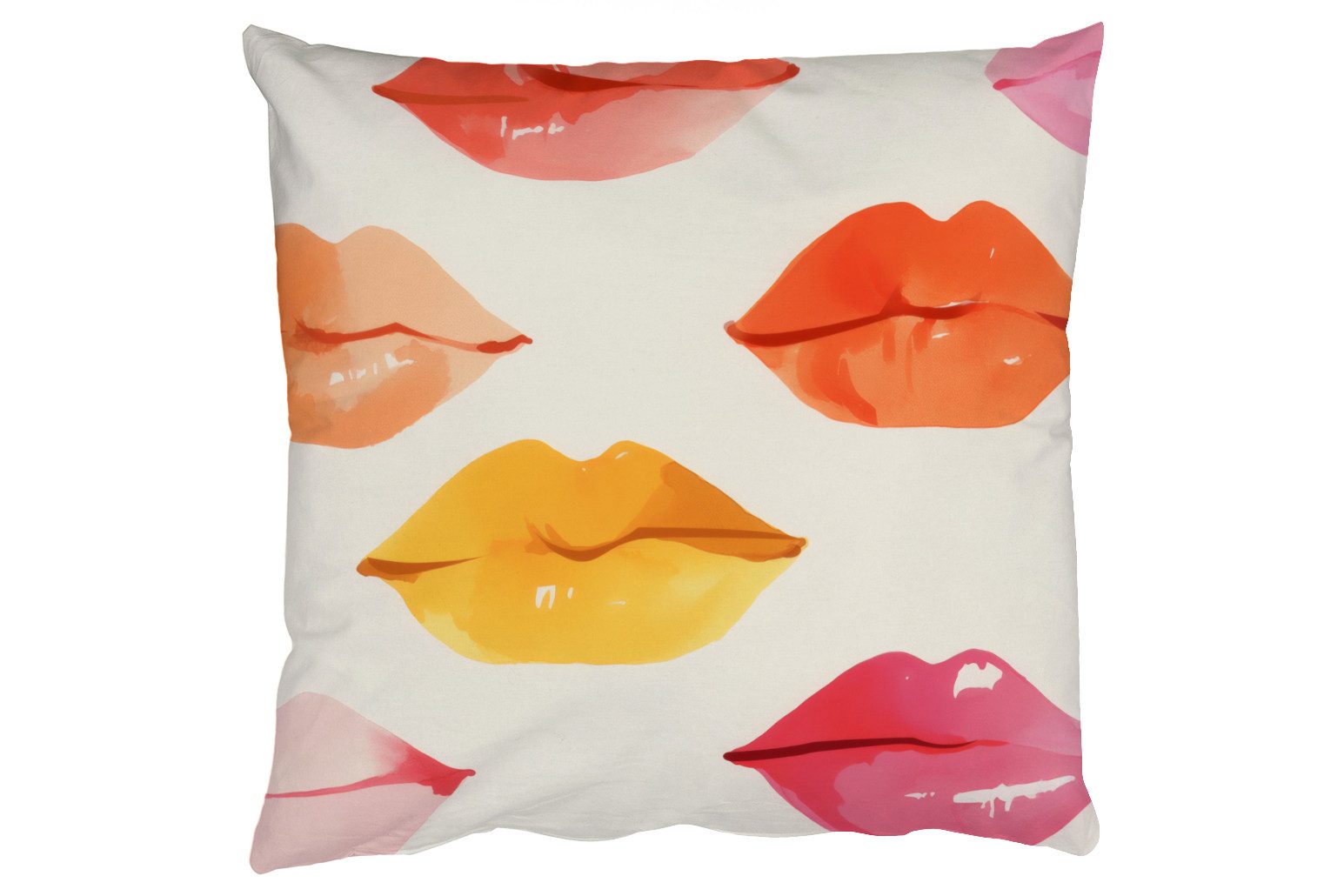 MuchoWow Dekokissen Lippen - Bunt - Glänzend, Zierkissen mit Füllung für Wohnzimmer, Sofakissen, 40x40 cm