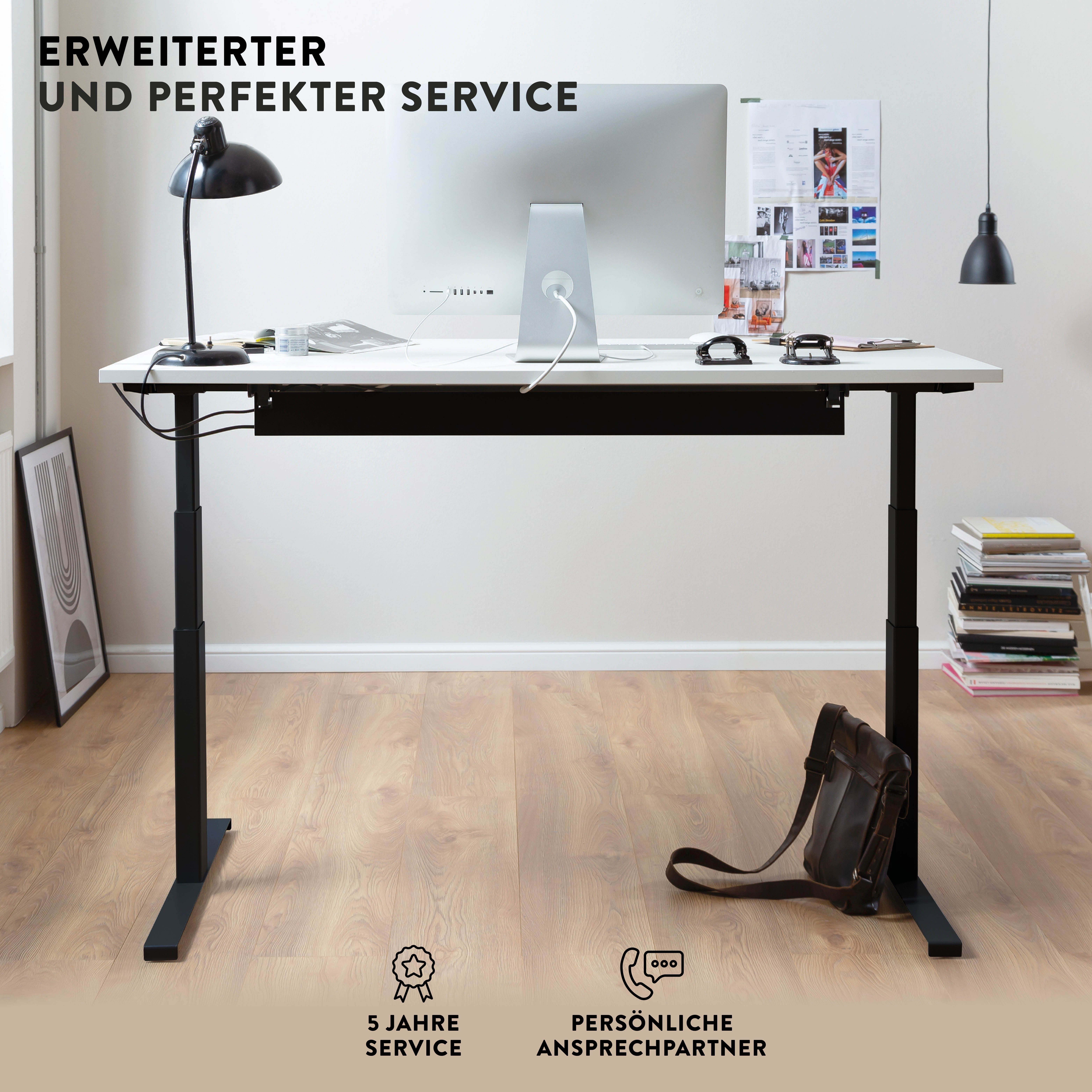 Schwarz Schwarz höhenverstellbar elektrisch 80 office® boho x Schwarz Easydesk, | Schwarz 140 Tischplatte Schreibtisch cm