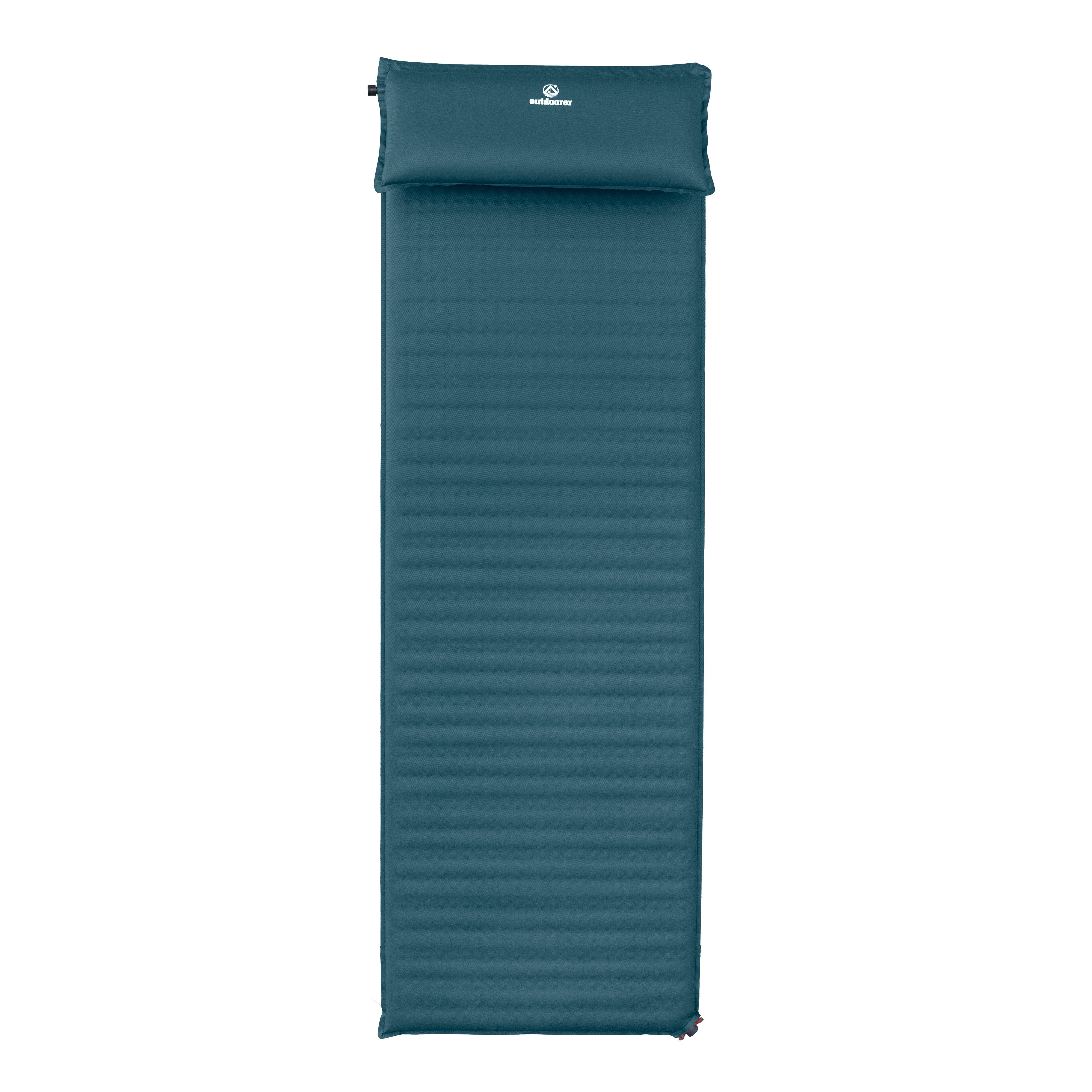 outdoorer Isomatte Trek Bed Flex - XXL-Trekkingmatte mit Kissen, Selbstaufblasende Isomatte für Trekking, Camping & als Gästebett