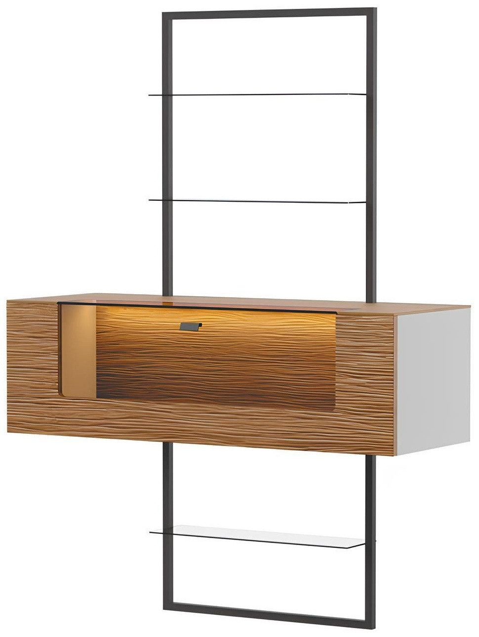 Xlmoebel Hängeschrank Designer Regal mit Trennwand für Wohnzimmer und Büro, Holzoptik (Regal 4062292182822) Hergestellt in Europa
