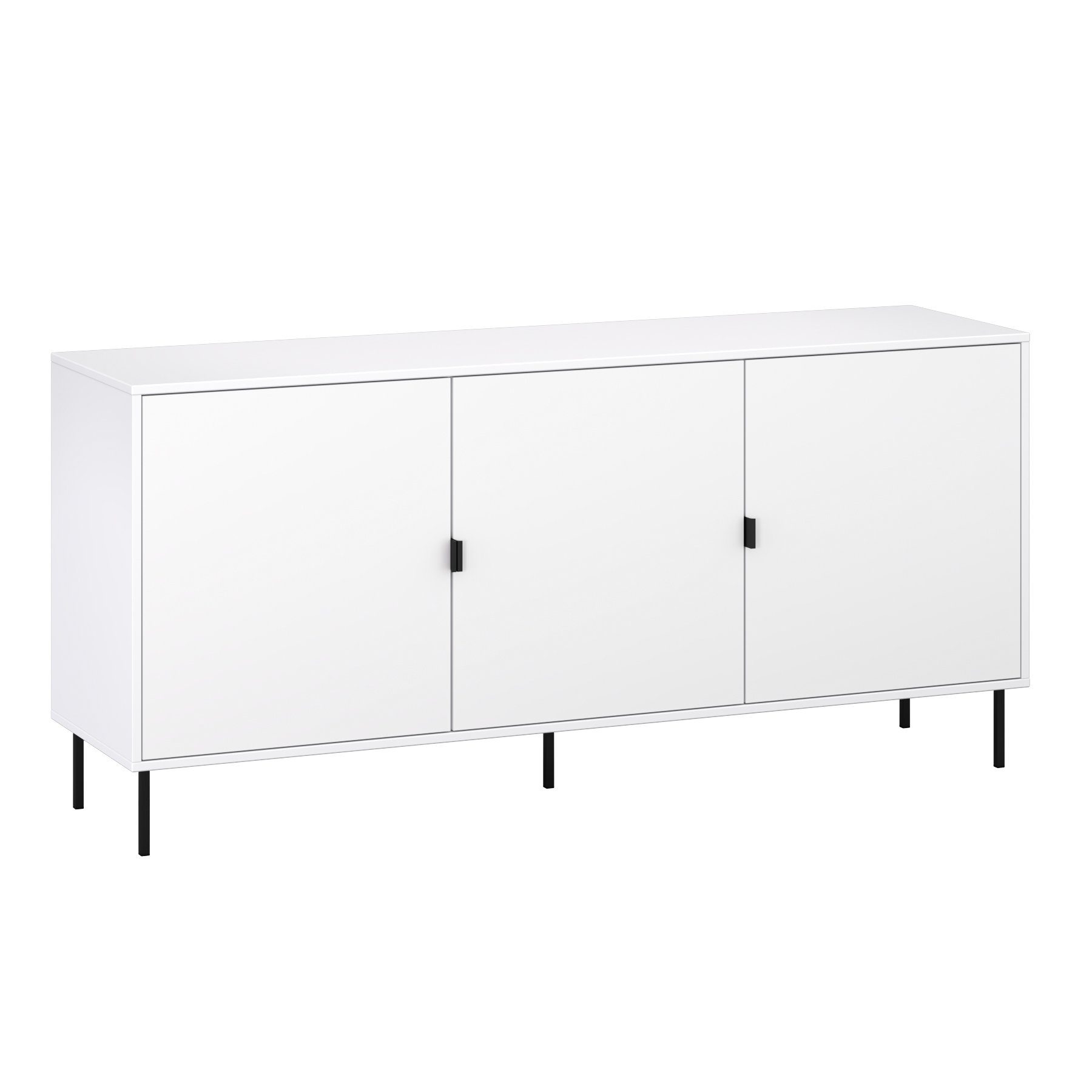 Domando Sideboard Sideboard Rosolina in Weiß Matt, Breite 160cm, schwarze Designfüße, schwarze Metallgriffe