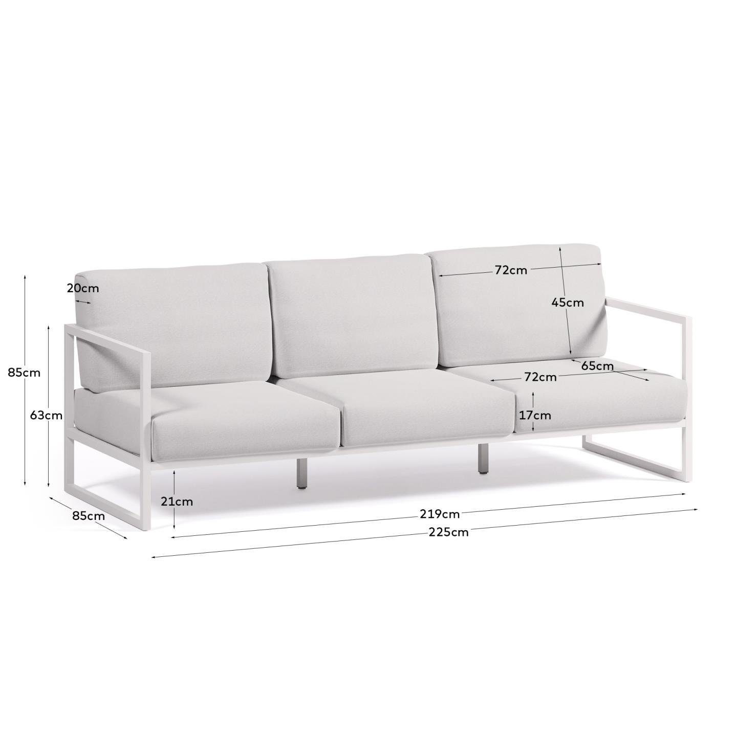 85 weiß 3-Sitzer-Sofa Sitzgarnitur Outdoor 225 Natur24 85 cm x x Couch Sofa