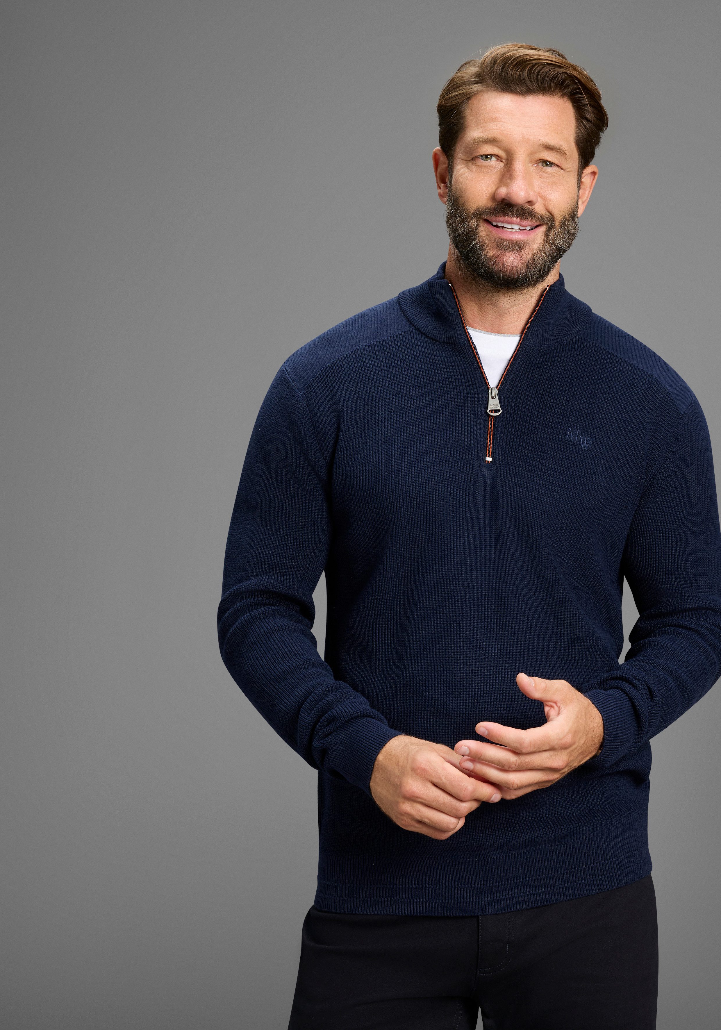 Man's World Troyer Neue Kollektion ! Highlight kontrastfarbener Reißverschl günstig online kaufen