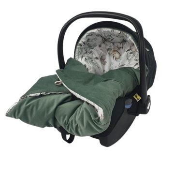 Babymajawelt Fußsack Fußsack Velvet Reh grün 103505 - Baby Autositz Einschlagdecke (1-tlg), 8-fache Gurtschlitze, Groß, schützt vor Kälte und Wind, Made in EU