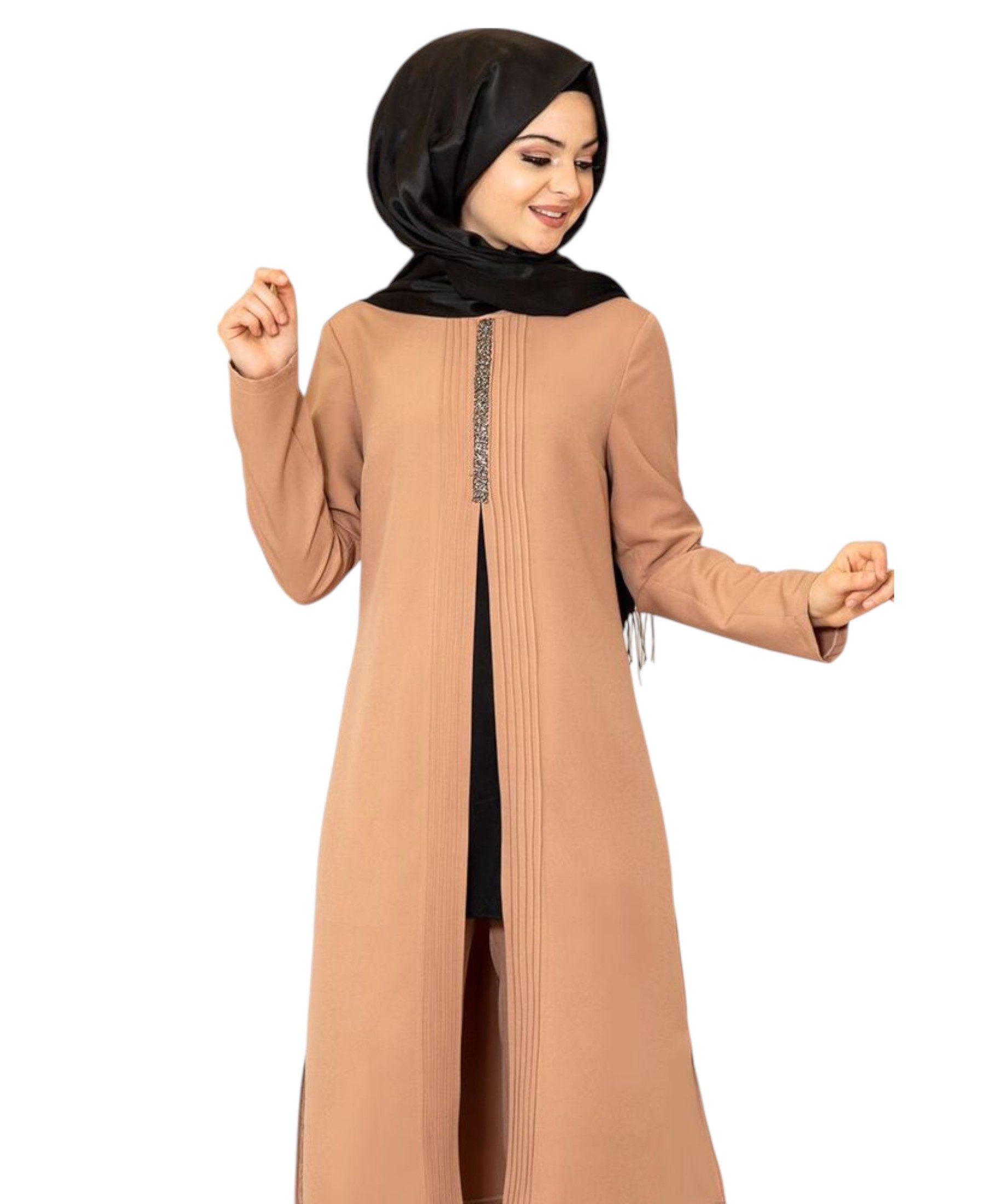 fashionshowcase Anzug Damen Zweiteiler - Gerippte Longtunika mit Hose - Modest Fashion