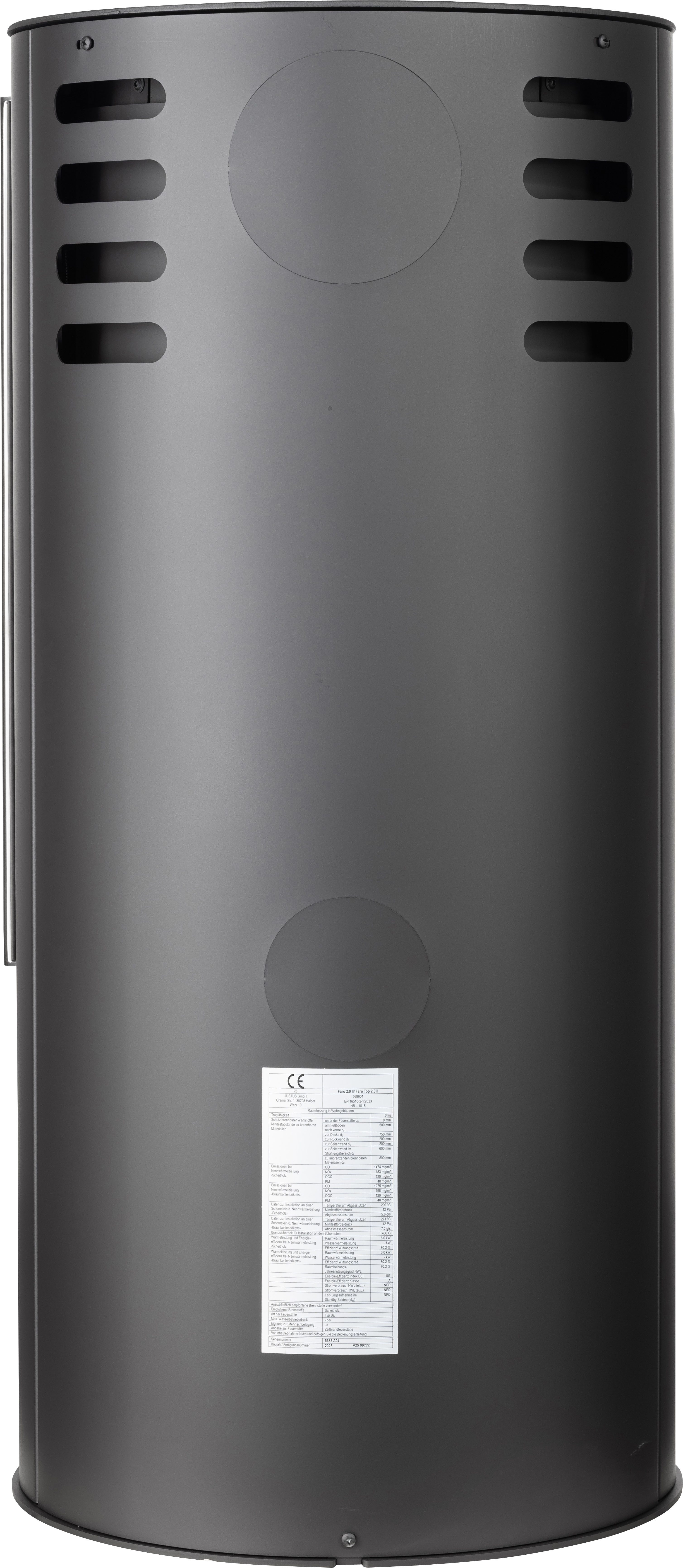 JUSTUS Kaminofen Faro 2.0, 6 kW, Zeitbrand