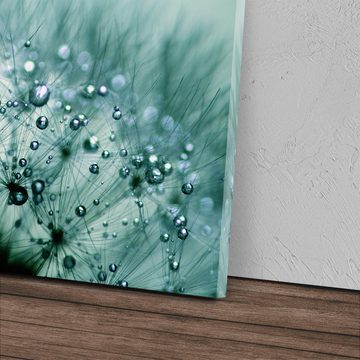 Sinus Art Leinwandbild 120x80cm Wandbild auf Leinwand Makrofotografie Pusteblume Tropfen Rege, (1 St)
