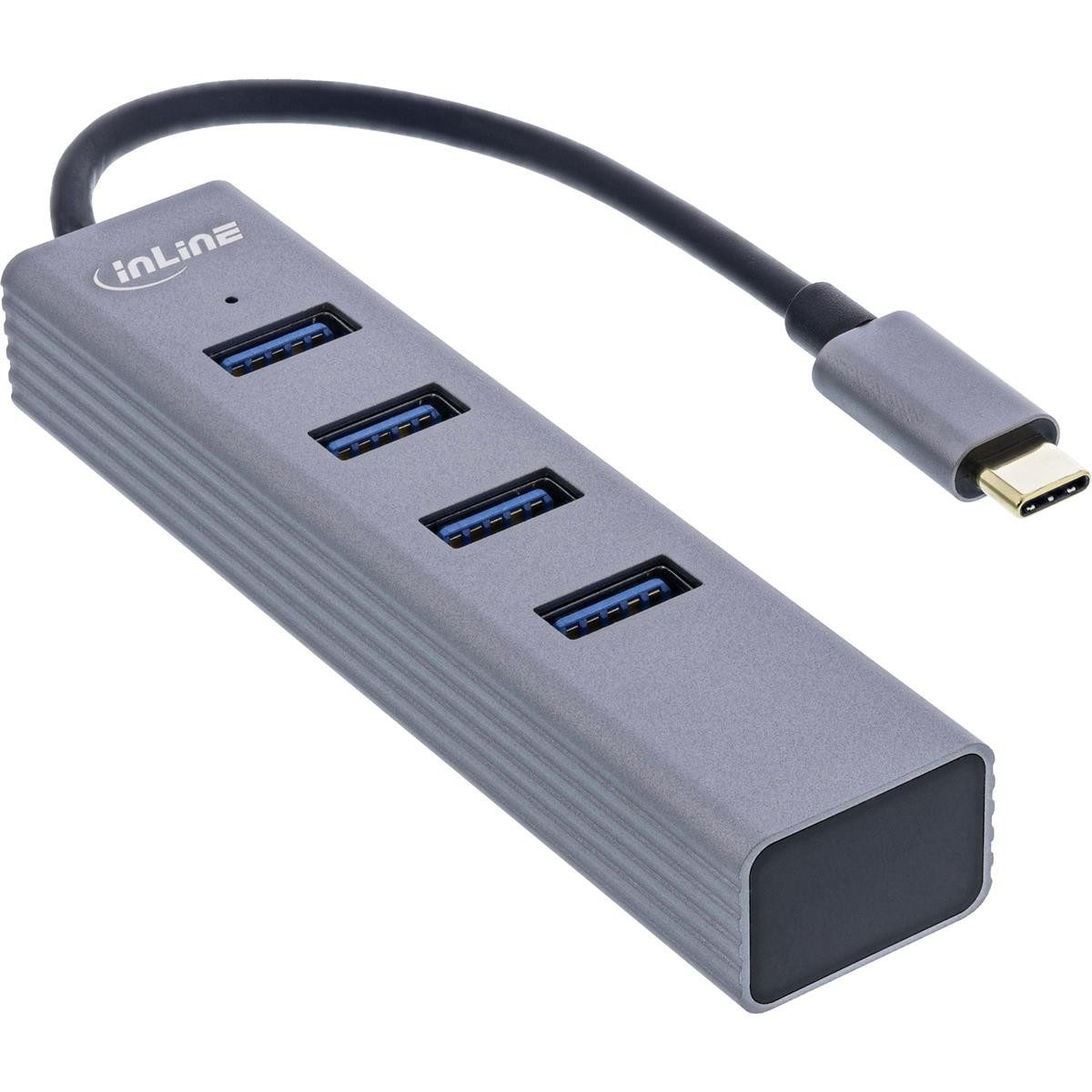 Mauspad InLine® USB 3.2 USB-Typ C Multi Hub (4x USB-A 5Gb/s) OTG Metallgehäuse