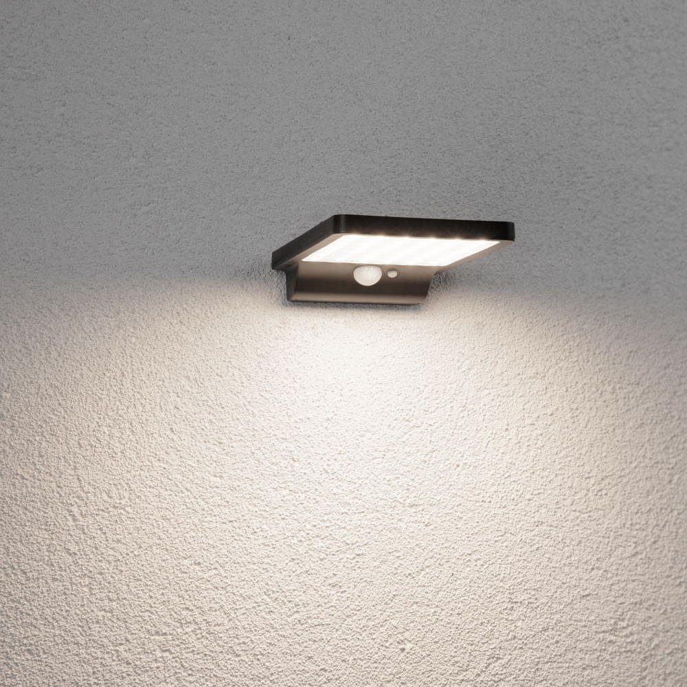 Paulmann LED Solarleuchte LED Solar Wandleuchte Solveig in Schwarz 4,8W 280lm IP44 mit Bewegungs, keine Angabe, Leuchtmittel enthalten: Ja, fest verbaut, LED, warmweiss, Solarleuchten