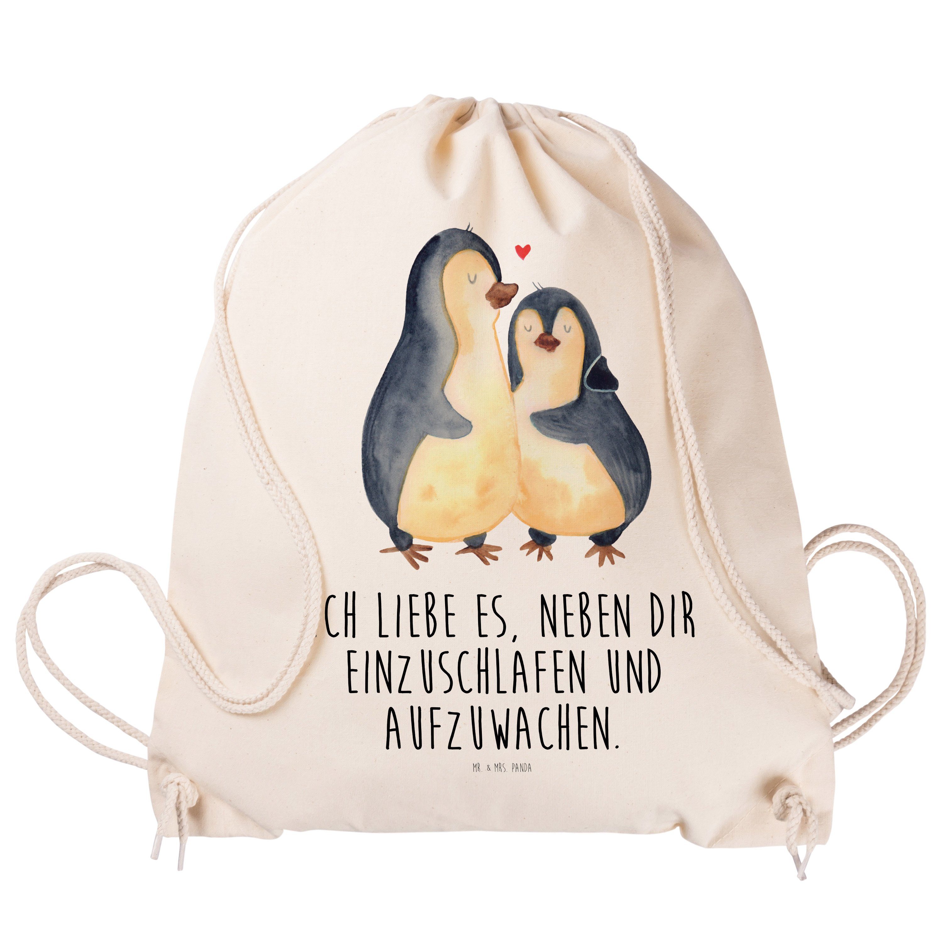 Mr. & Mrs. Geschenk, Transparent Sporttasche Pinguine Einschlafen Stoffbeutel, - Sportbeut Panda - (1-tlg)