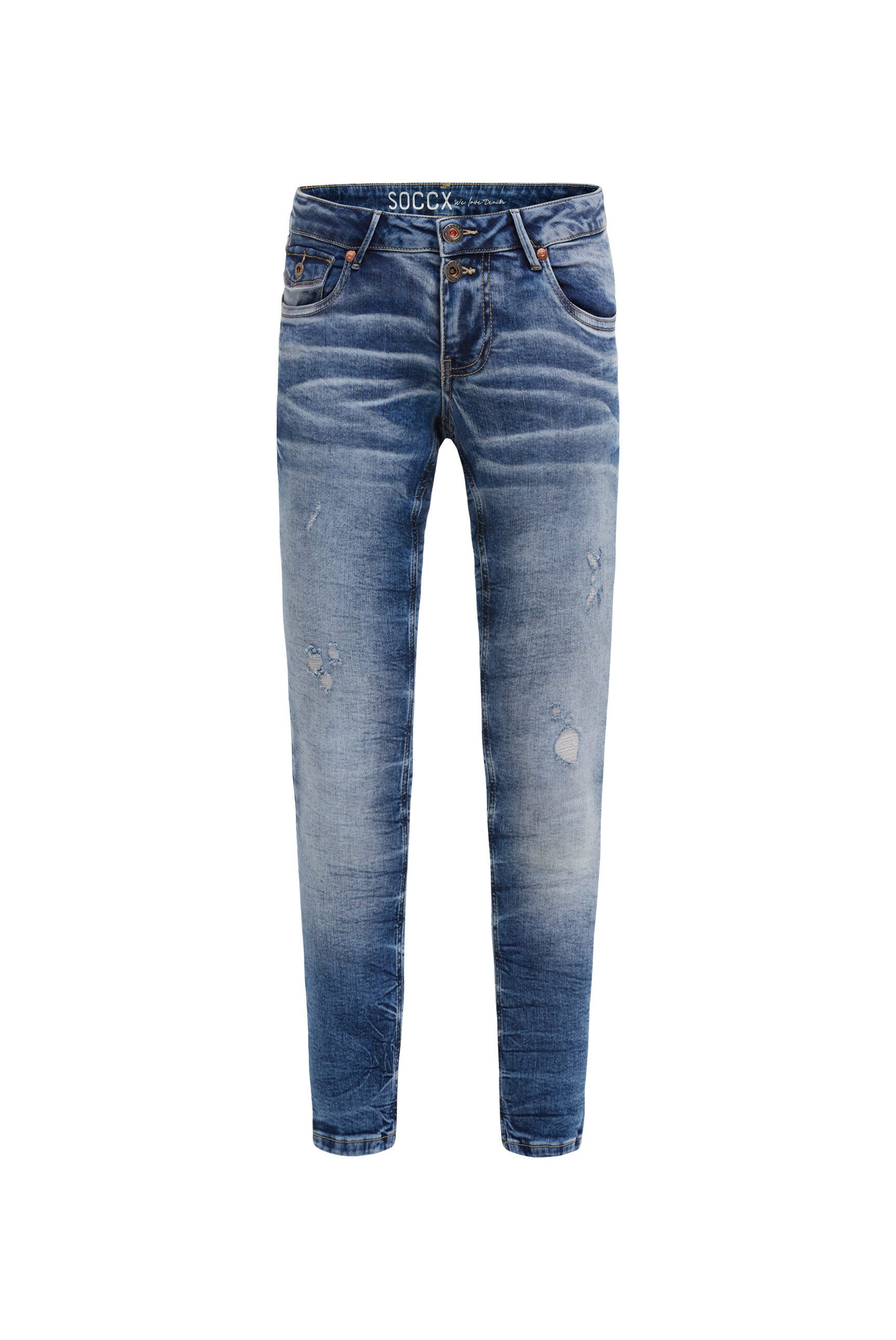 SOCCX Slim-fit-Jeans mit Destroy-Effekten