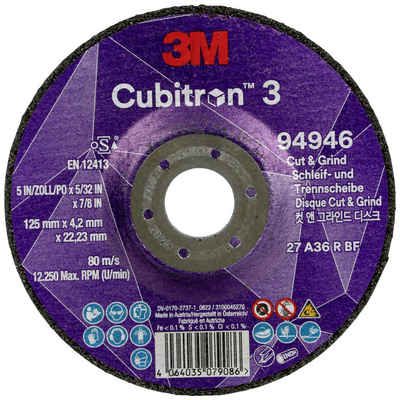 Schruppscheibe Cubitron 94946 Cubitron™ 3 Cut and Grind Schruppscheibe Durchmesser 12, Ø 125.00 mm