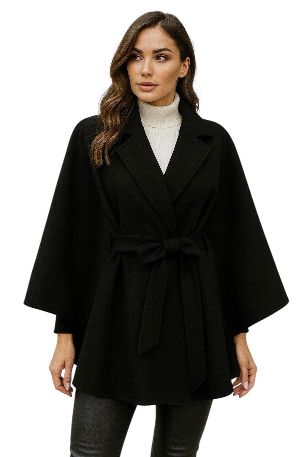 Worldclassca Poncho Worldclassca Mantel mit Gürtel Poncho Jacke Elegant Umhang Fashion Neue Kollektion - Stilvolle und gemütliche Mode für Damen