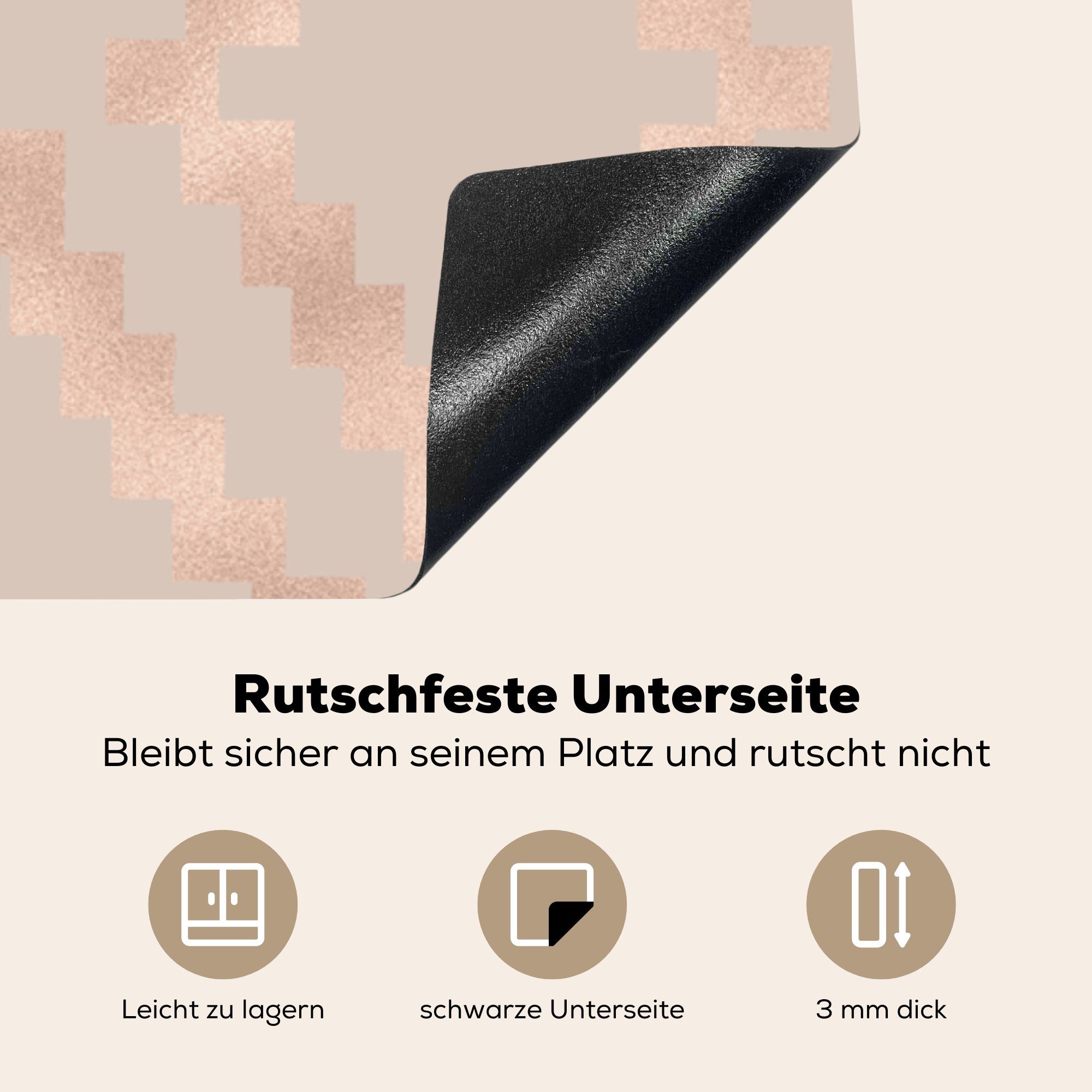 küche Rosa Muster, Herdblende-/Abdeckplatte - MuchoWow Luxus für tlg), - Ceranfeldabdeckung, 78x78 cm, (1 Vinyl, Arbeitsplatte