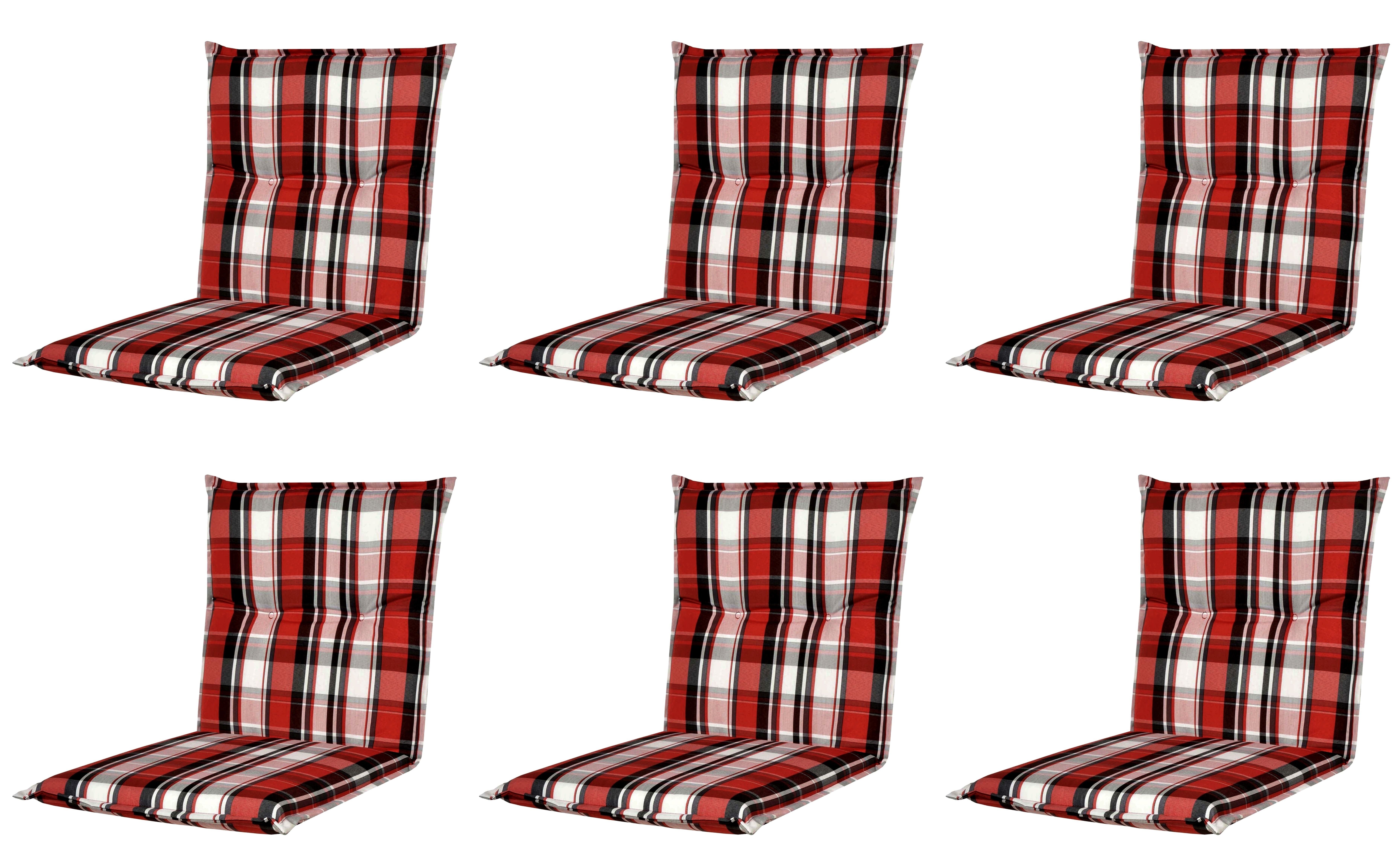 doppler® Hochlehner Doppler Niedriglehner Auflagen 6er Pack rot kariert