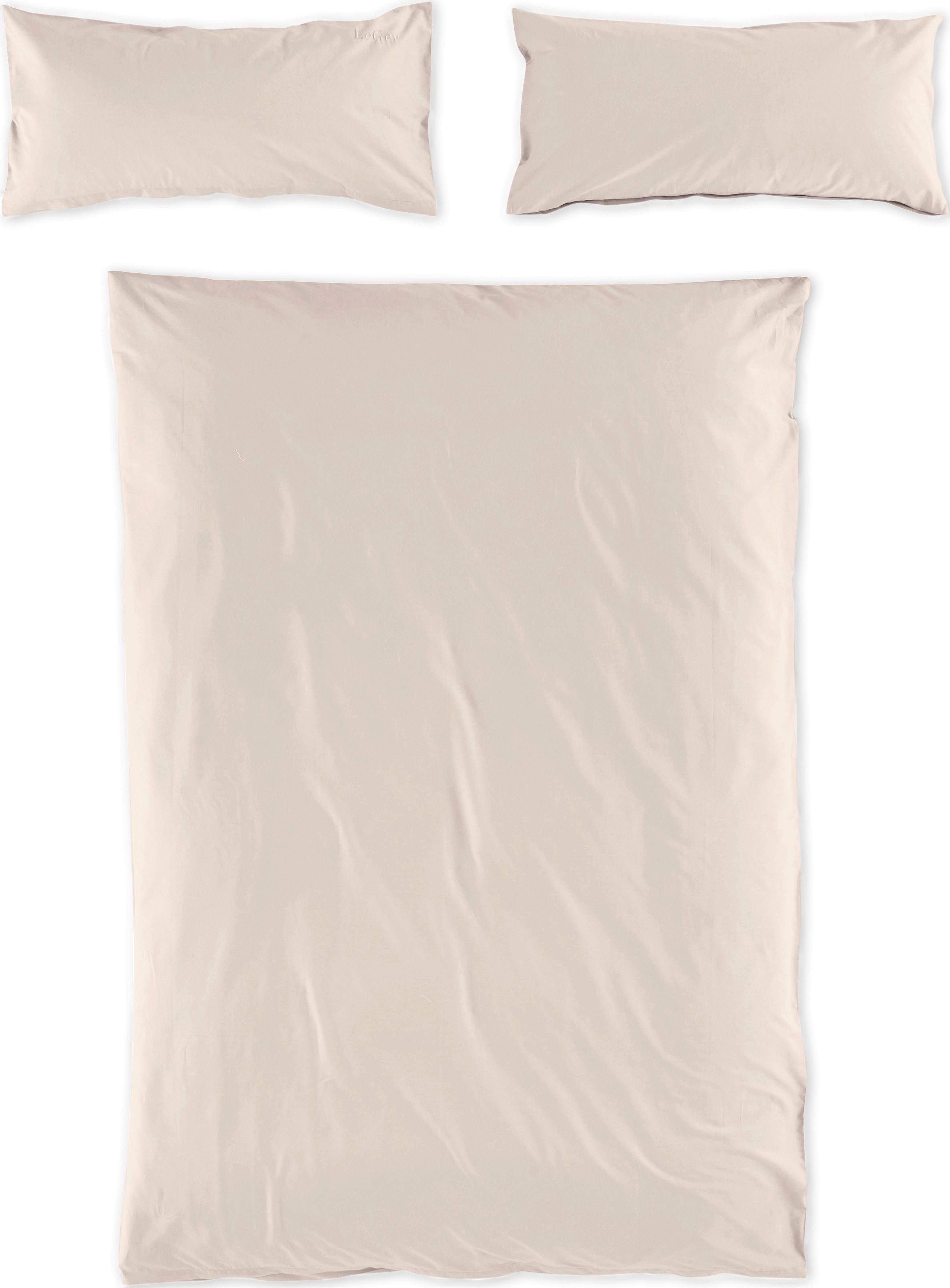 Renforcé, Gercke, oder Home LeGer Lena in Baumwolle, beige by unifarbene Gr. aus 135x200 Anisa 2 Bettwäsche mit Bettwäsche teilig, 155x220 Reißverschluss cm, Bettwäsche