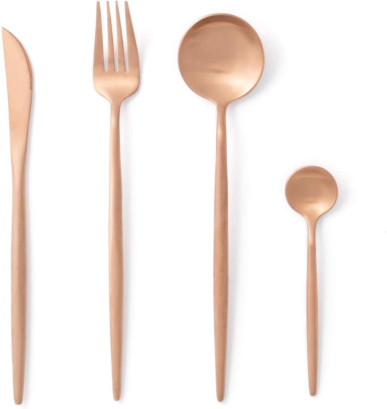 KEENZO Besteck-Set 72teilig Edelstahl Rosegold Essbesteck Set mit Messer Gabel Löffel