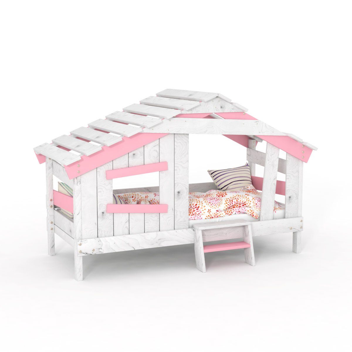 zart-rosa Jugendbett, CHALET APART bibex Kinderbett, Kinderbett Spielbett,