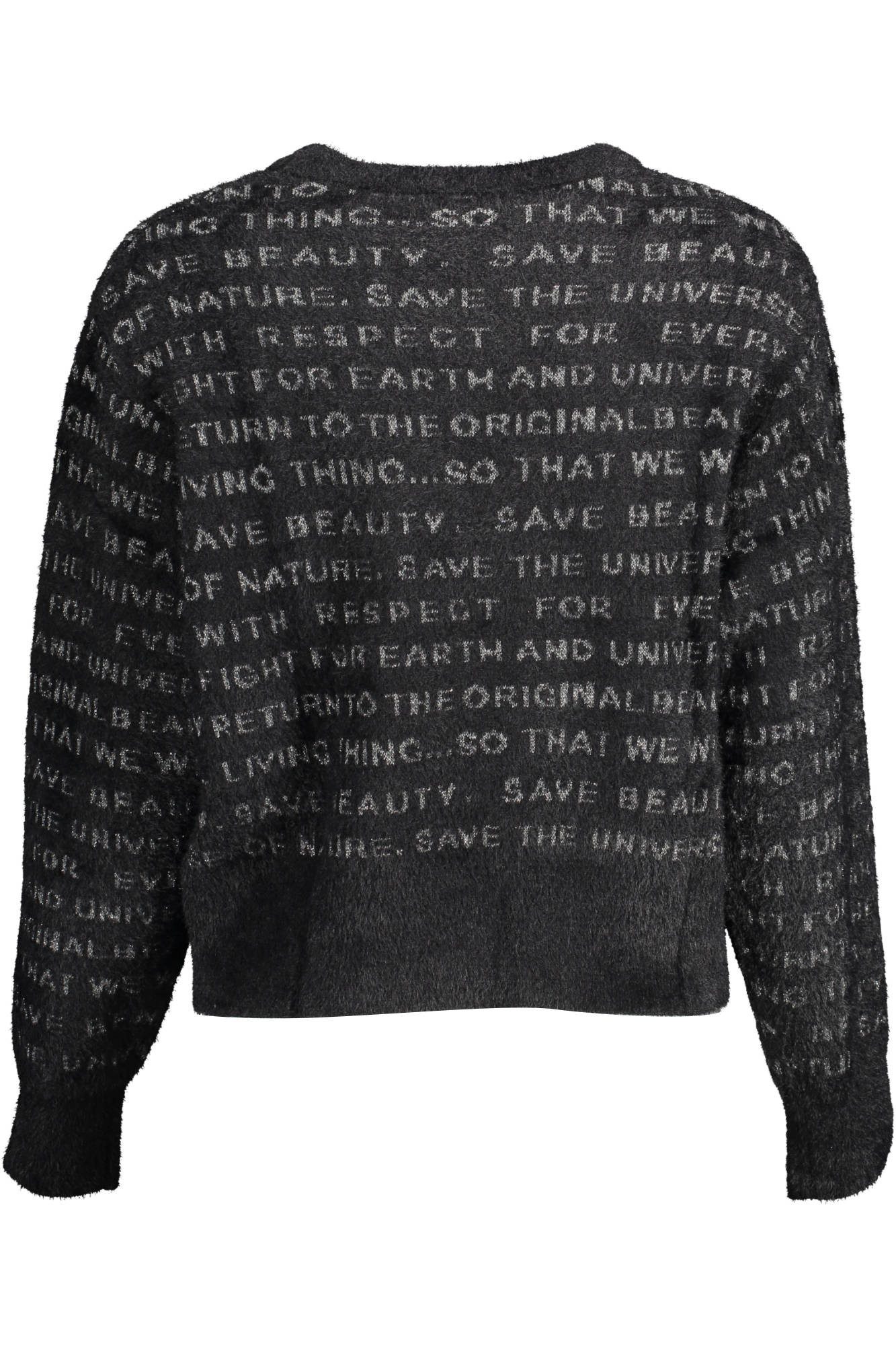 Desigual Strickpullover Stilvoller Damenpullover in Schwarz mit Kontrastdetails und Rundhals