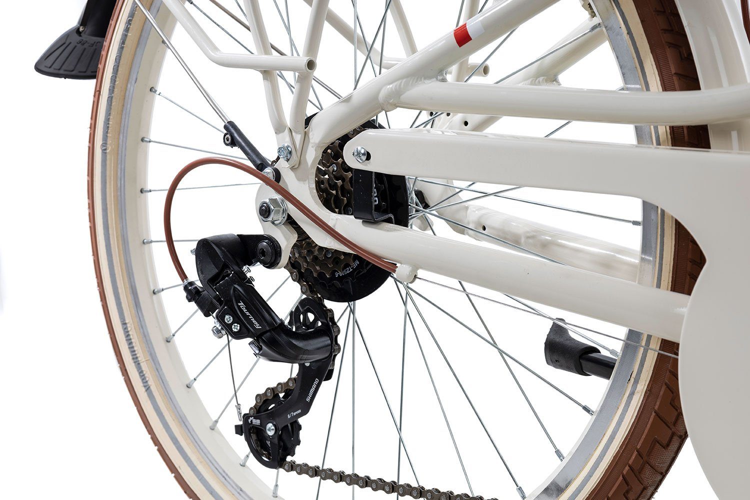 Bergrausch Kinderfahrrad Marlies 6 24, 6 Gang Shimano Tourney 6 Schaltwerk, Kettenschaltung, Kinderrad 24 Zoll Junge Mädchen weiß