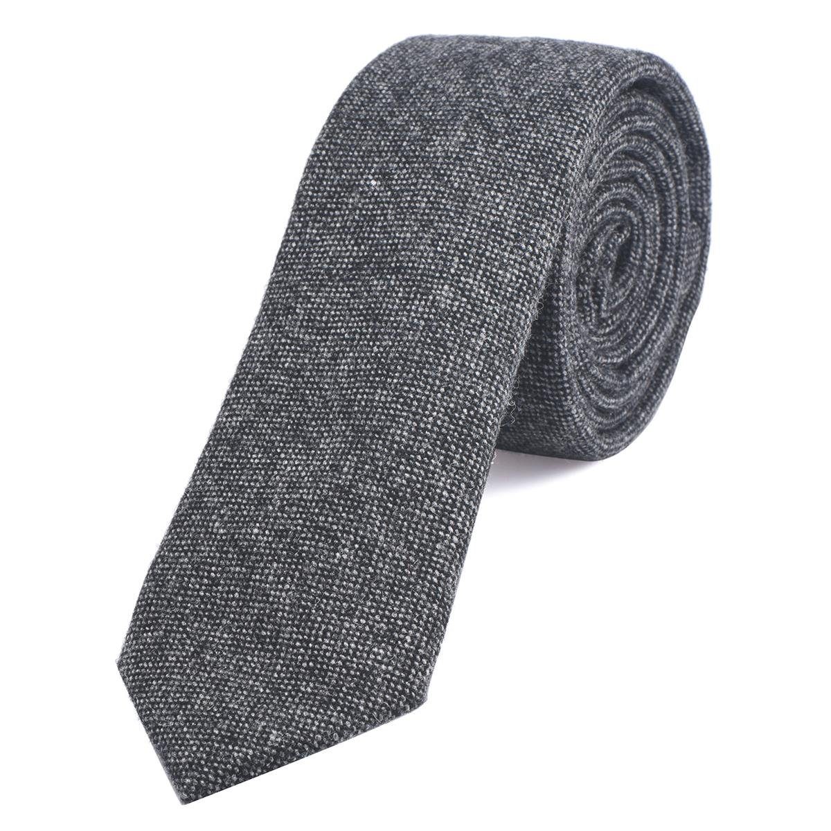DonDon Krawatte Herren Krawatte 6 cm einfarbig kariert und gepunkt (Packung, 1-St., 1x Krawatte) Baumwolle, verschiedene Muster, für Büro oder festliche Veranstaltungen schwarz-grau