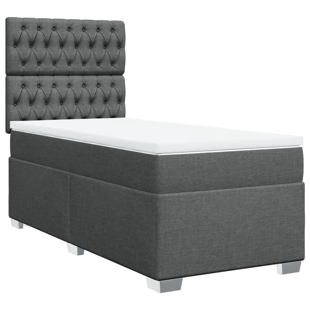 vidaXL Bett Boxspringbett mit Matratze Dunkelgrau 90x200 cm Stoff
