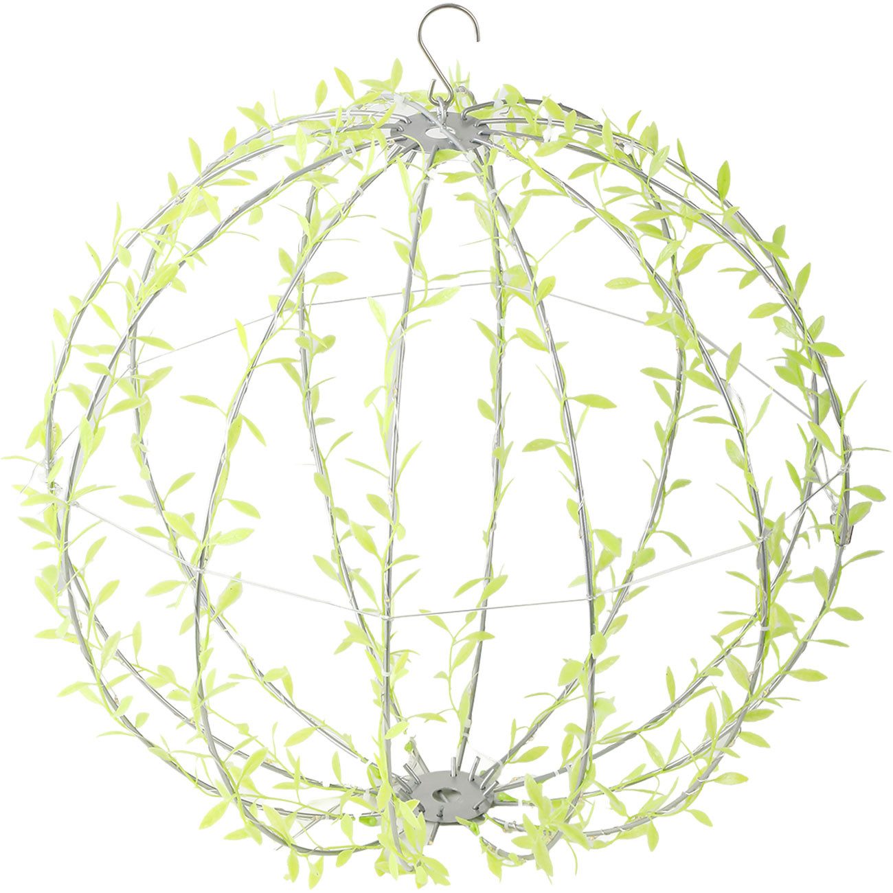 shop'n smile ideoon Hängeleuchte Solar Leuchtkugel Gartenkugel Ø40cm Blätterdesign 144 LEDs 2 Lichtmodi, LEDs, Warmweiß, 2 Modi, Solarbetrieb & Dämmerungssensor – Bild 5 von 5