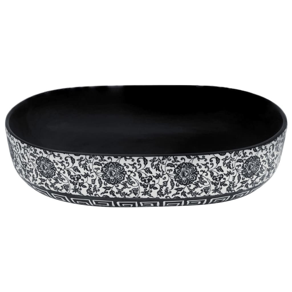 vidaXL Waschbecken 59 x 40 x 14 cm Waschbecken Badezimmer Aufsatzwaschbecken Schwarz und