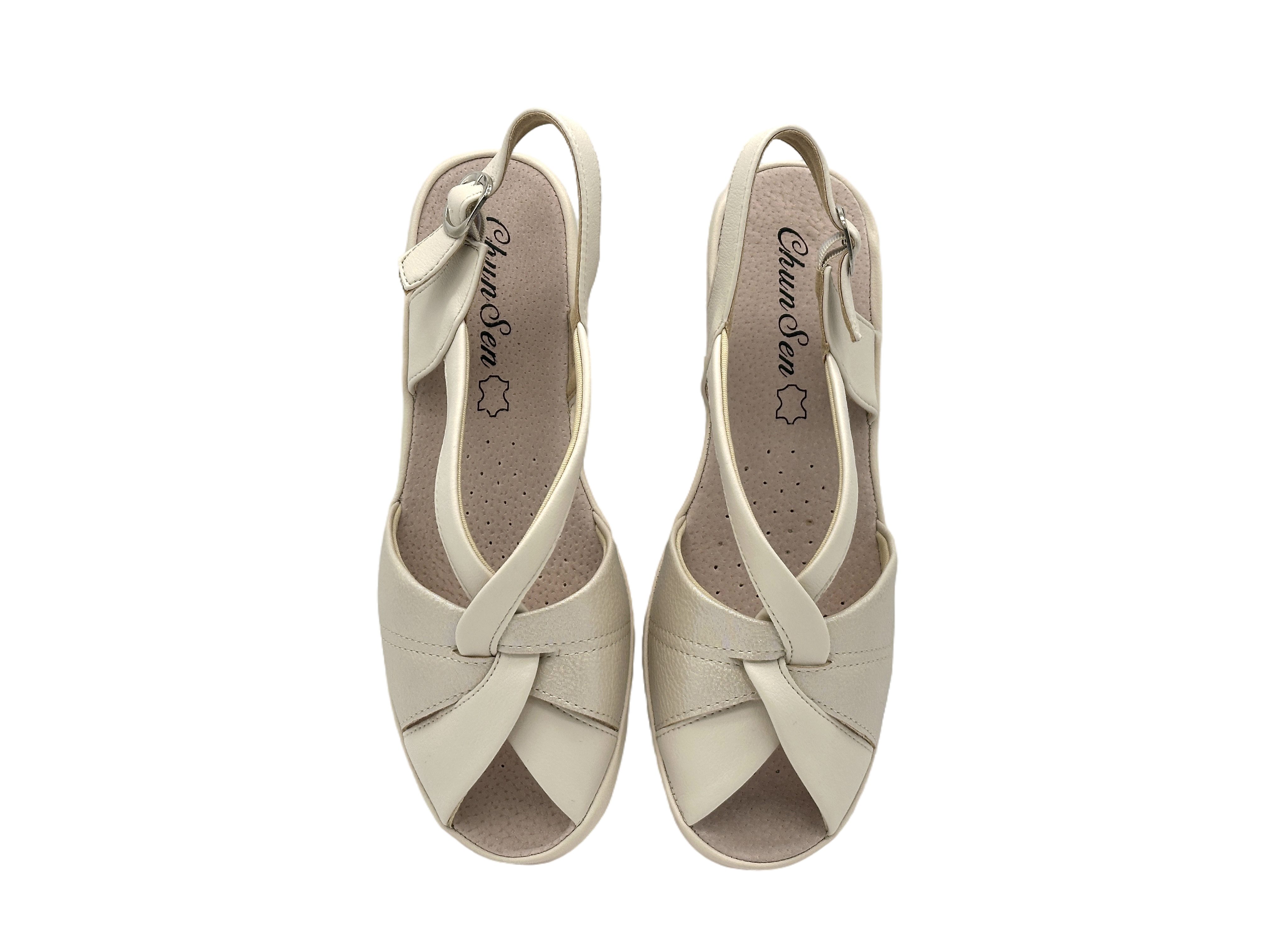 Nowaland Damen Komfort Sandalen mit T-Steg – Leichte Sommerschuhe Sandale Lederdecksohle, verstellbarer Riemen, leichter Keilabsatz