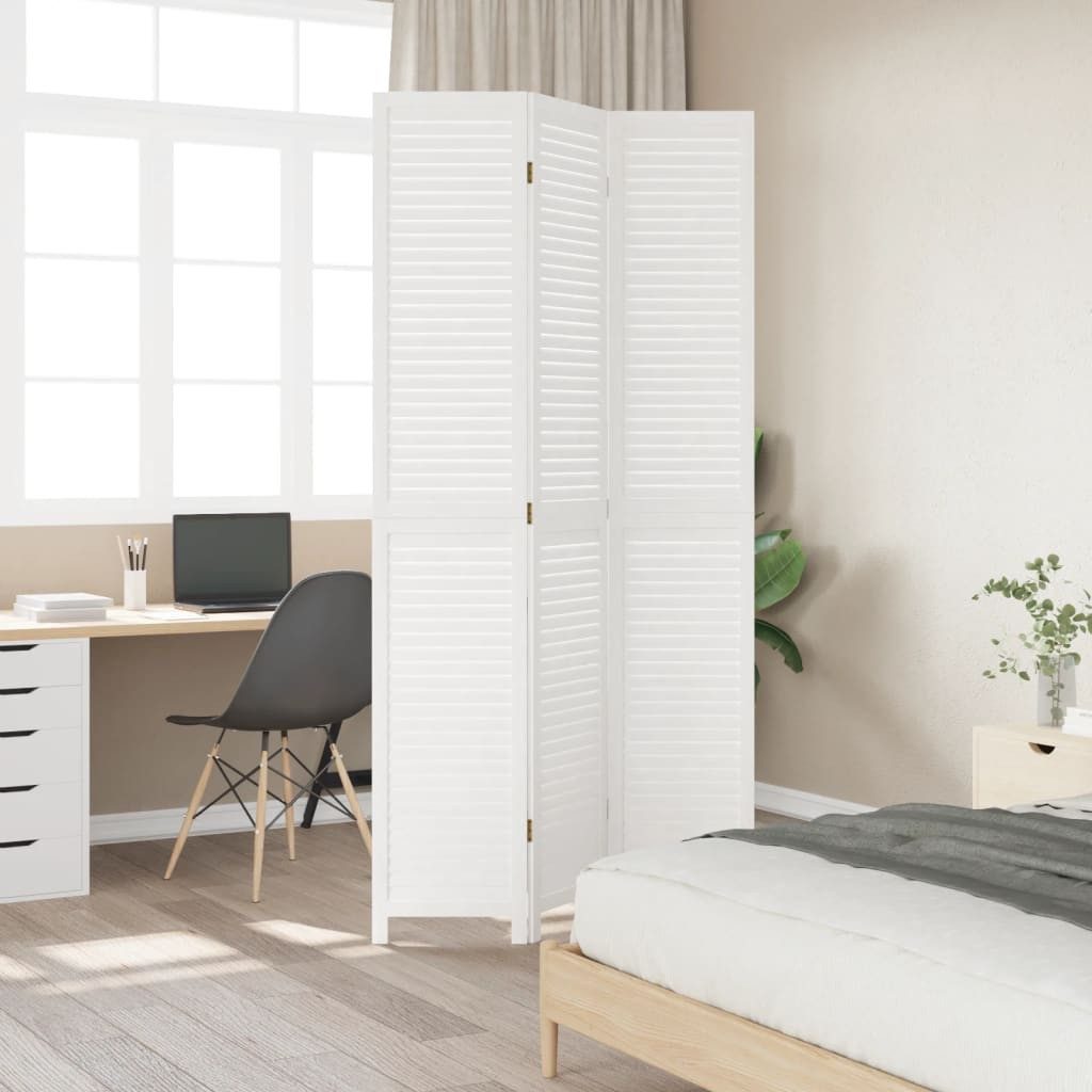 vidaXL Paravent 40 x 220 cm 3-tlg Paravent Raumteiler Weiß Massivholz Paulownia für In