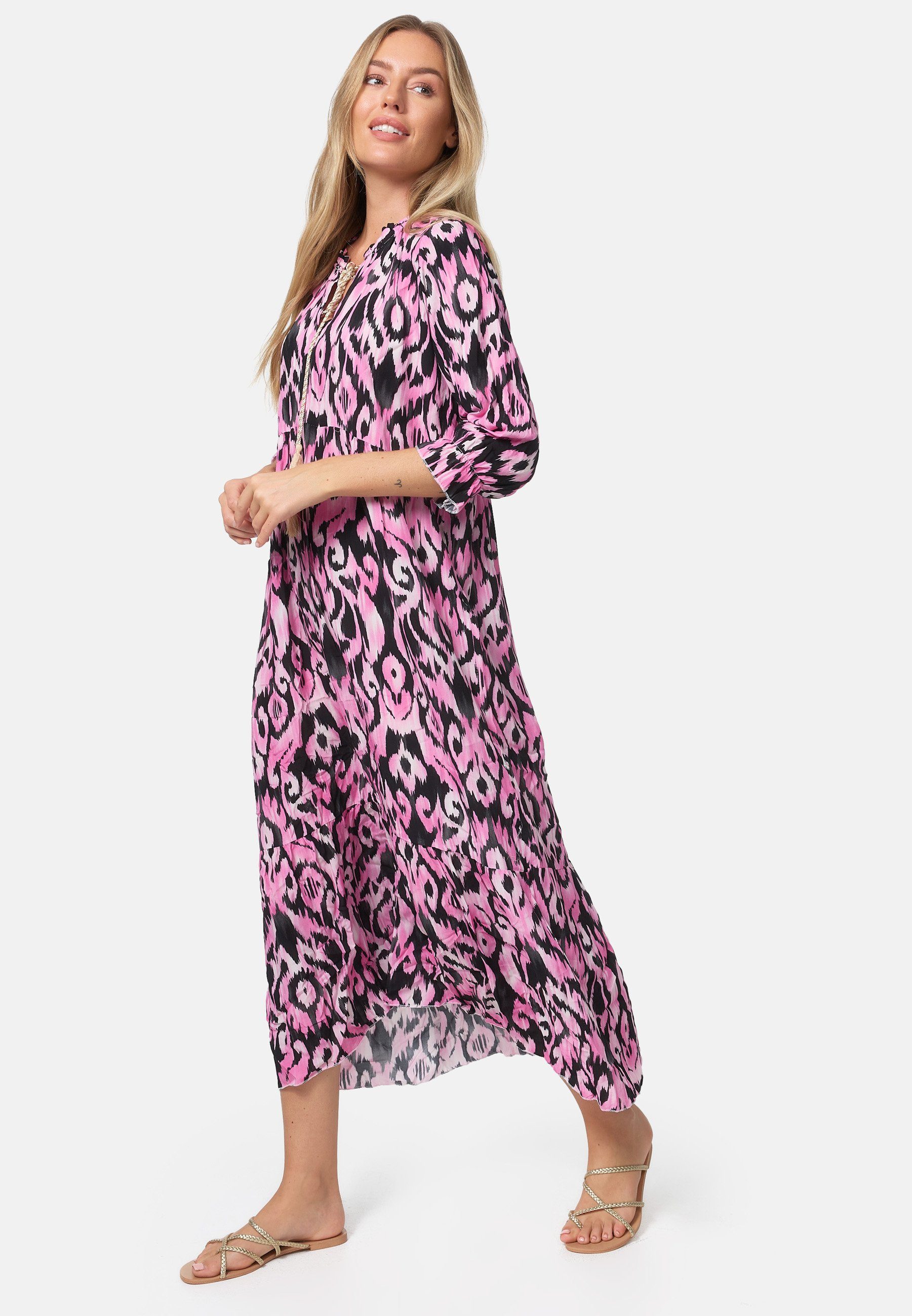 Rayshyne Maxikleid PM-37 (Sommerkleid Jersey Strandkleid mit Muster in Einheitsgröße)