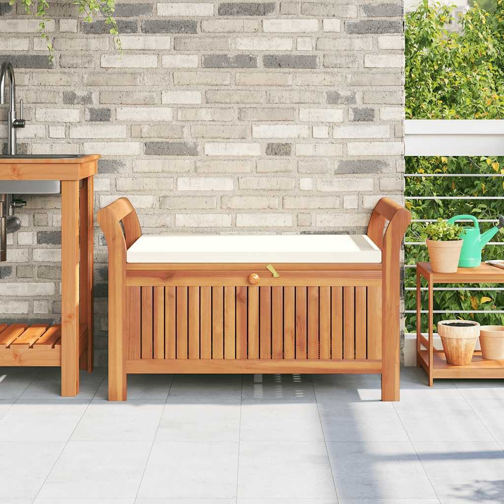 vidaXL Gartenbank Garten-Truhenbank mit Kissen 91 cm Massivholz (1-St)