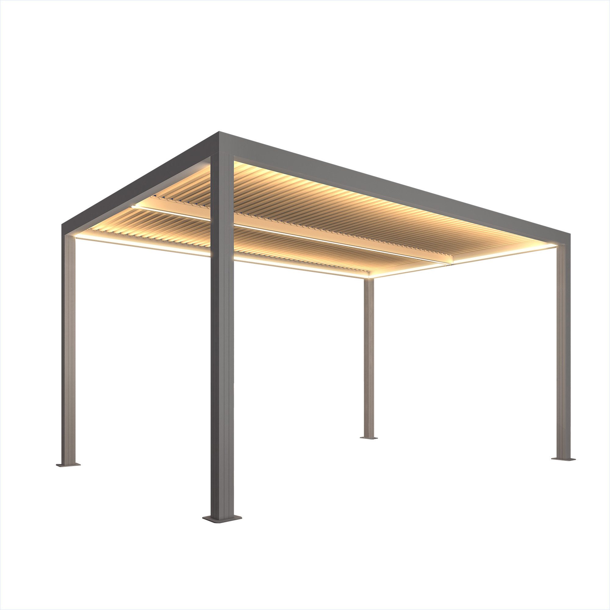 Pergola Lamellenpergola aus Aluminium mit Lamellendach und LED-Beleuchtung