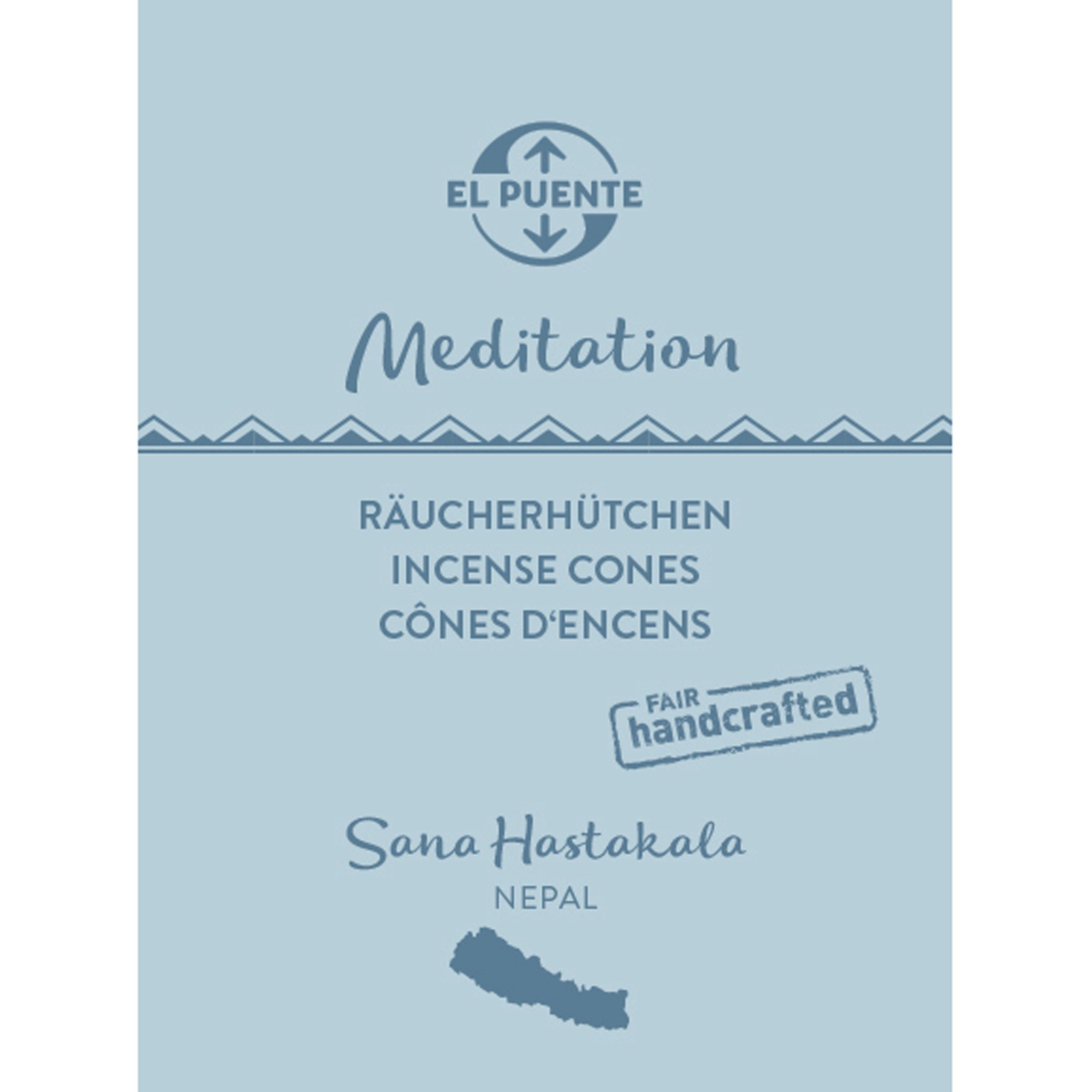 El Puente Räucherkegel Räucherhütchen "Meditation", Handmade (12), Fair Trade