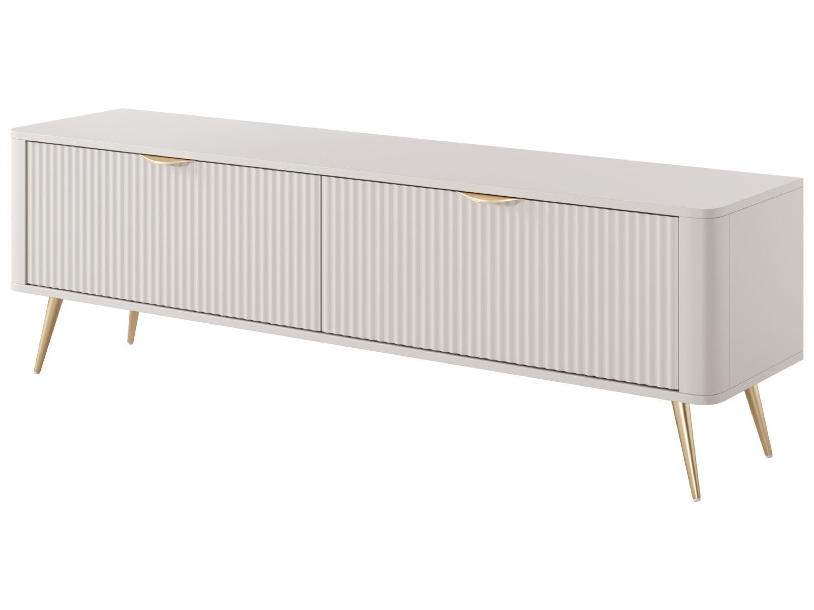 TV-Schrank TV-Lowboard 163 cm LANTE 2D beige/gold, schwarz