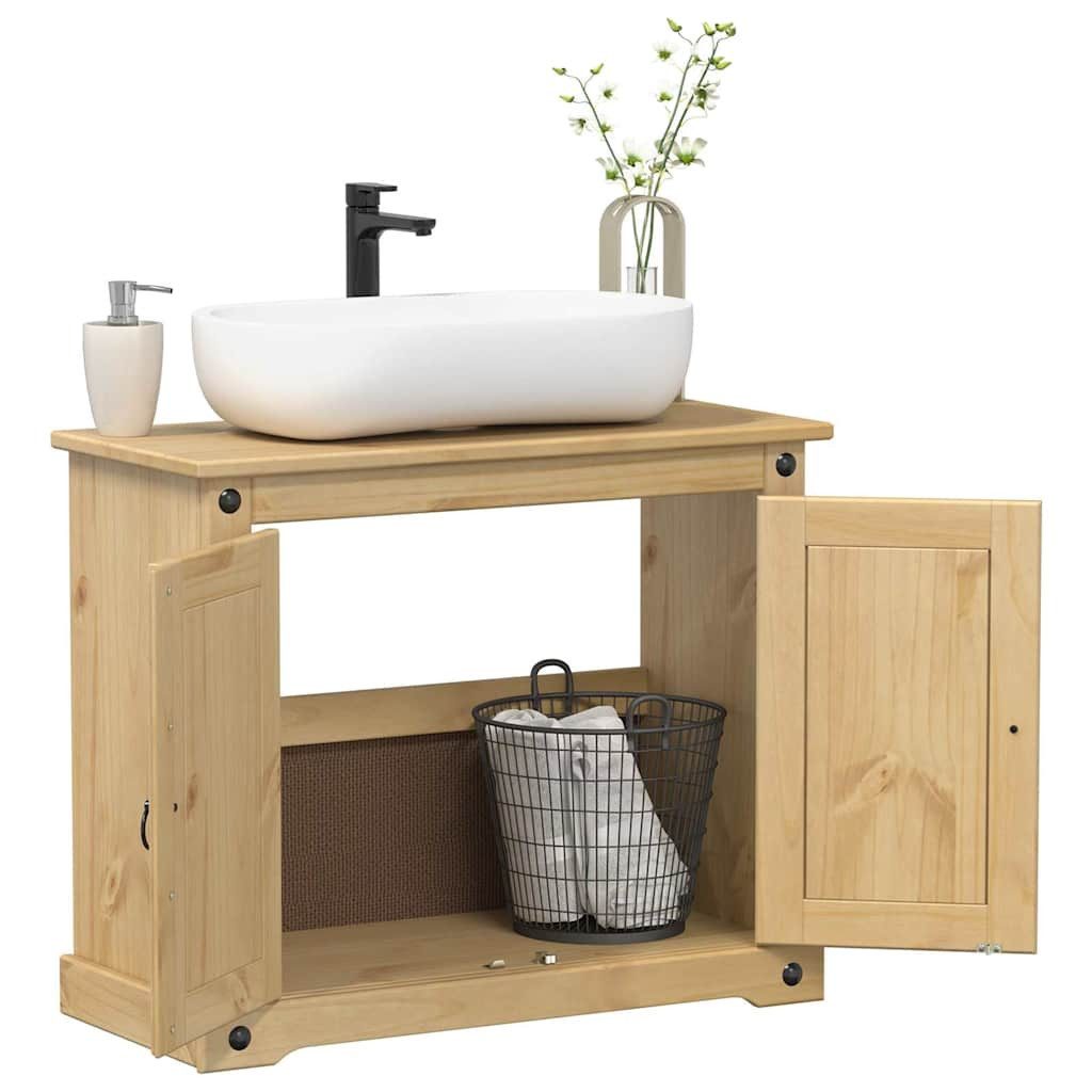 vidaXL Badezimmerspiegelschrank vidaXL Waschbeckenunterschrank Corona 73x33x60 cm Massivholz Kiefer