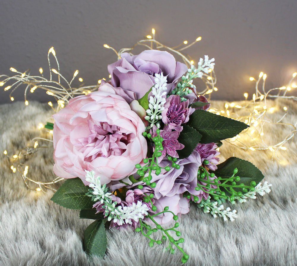 Kunstblume Blumenstrauß Blumenarrangement Rose, Arnusa, Höhe 30 cm, auch als Brautstrauß geeignet
